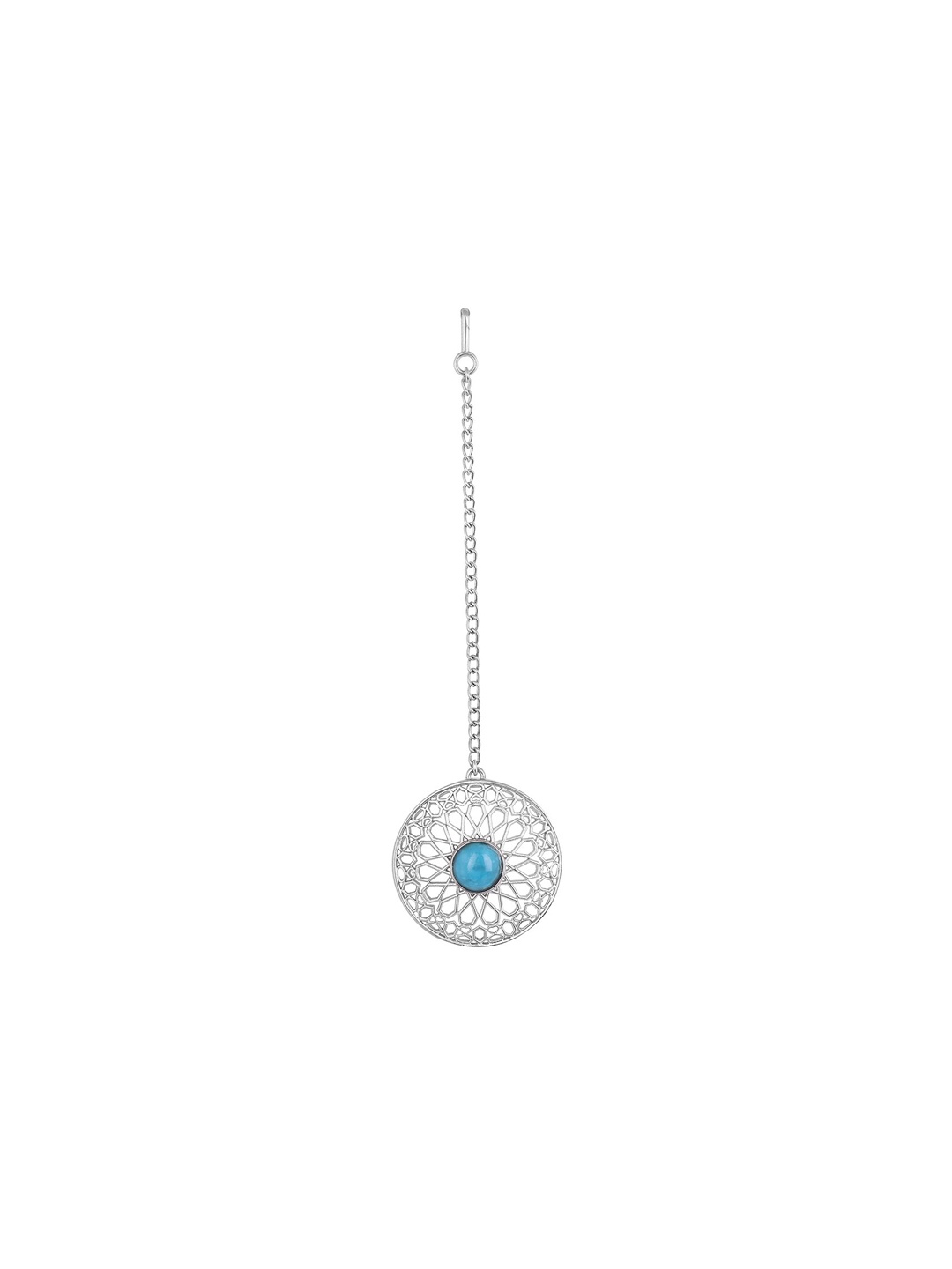 

Funky Maharani Silver-Plated Blue Stone-Studded Mandala Maang Tikka