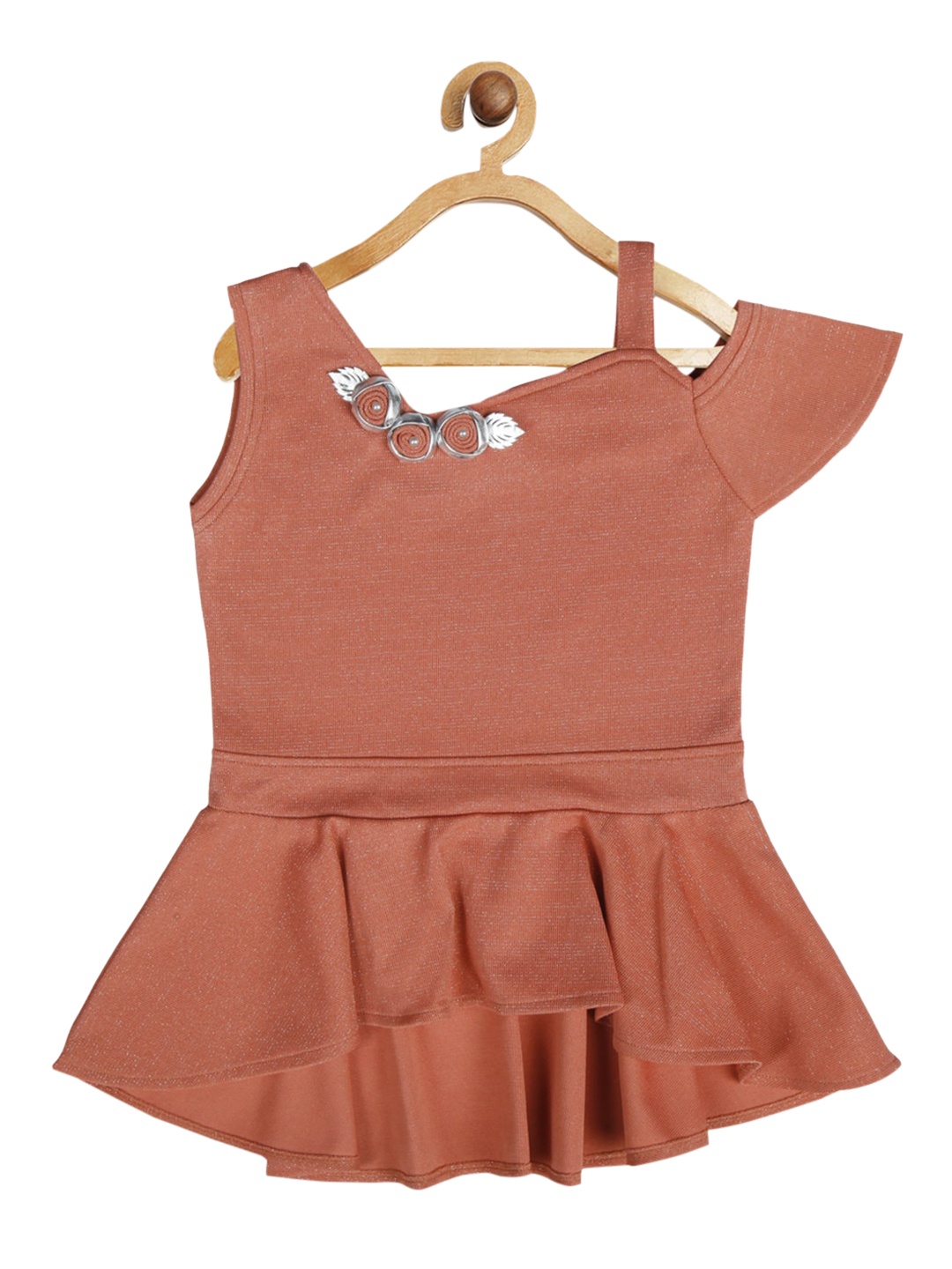 

Tiny Girl Girls Rust Brown Peplum Top