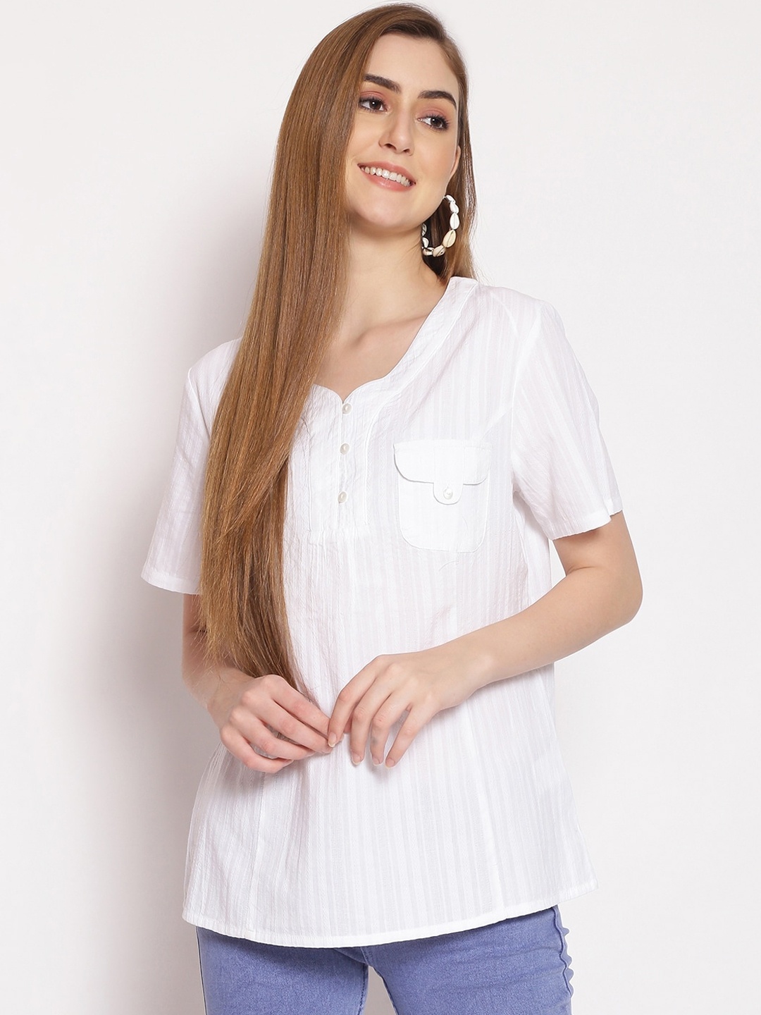 

Oxolloxo White Striped Regular Top
