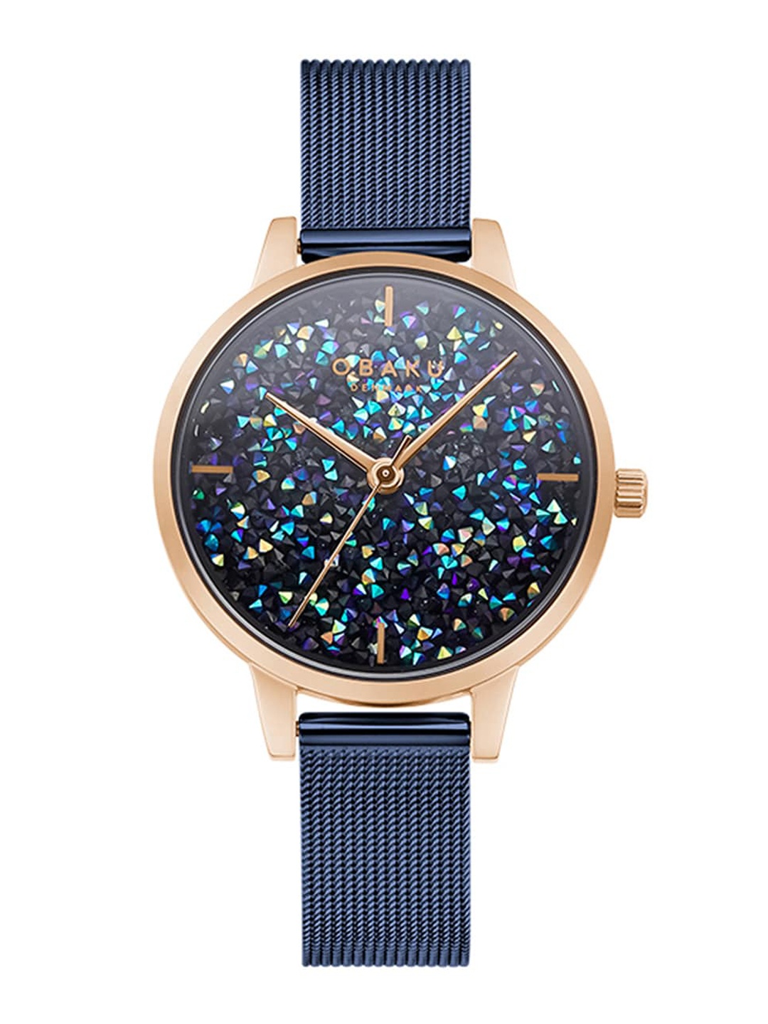 

Obaku Women Blue Brass Embellished Dial & Blue Stainless Steel Bracelet Style Straps Analogue Watch