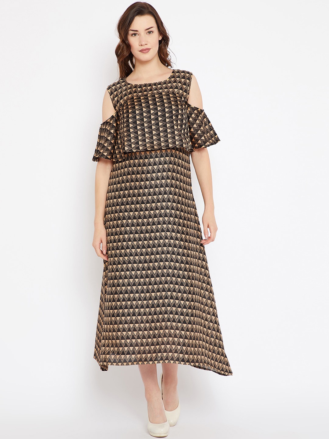 

Cottinfab Black A-Line Midi Dress