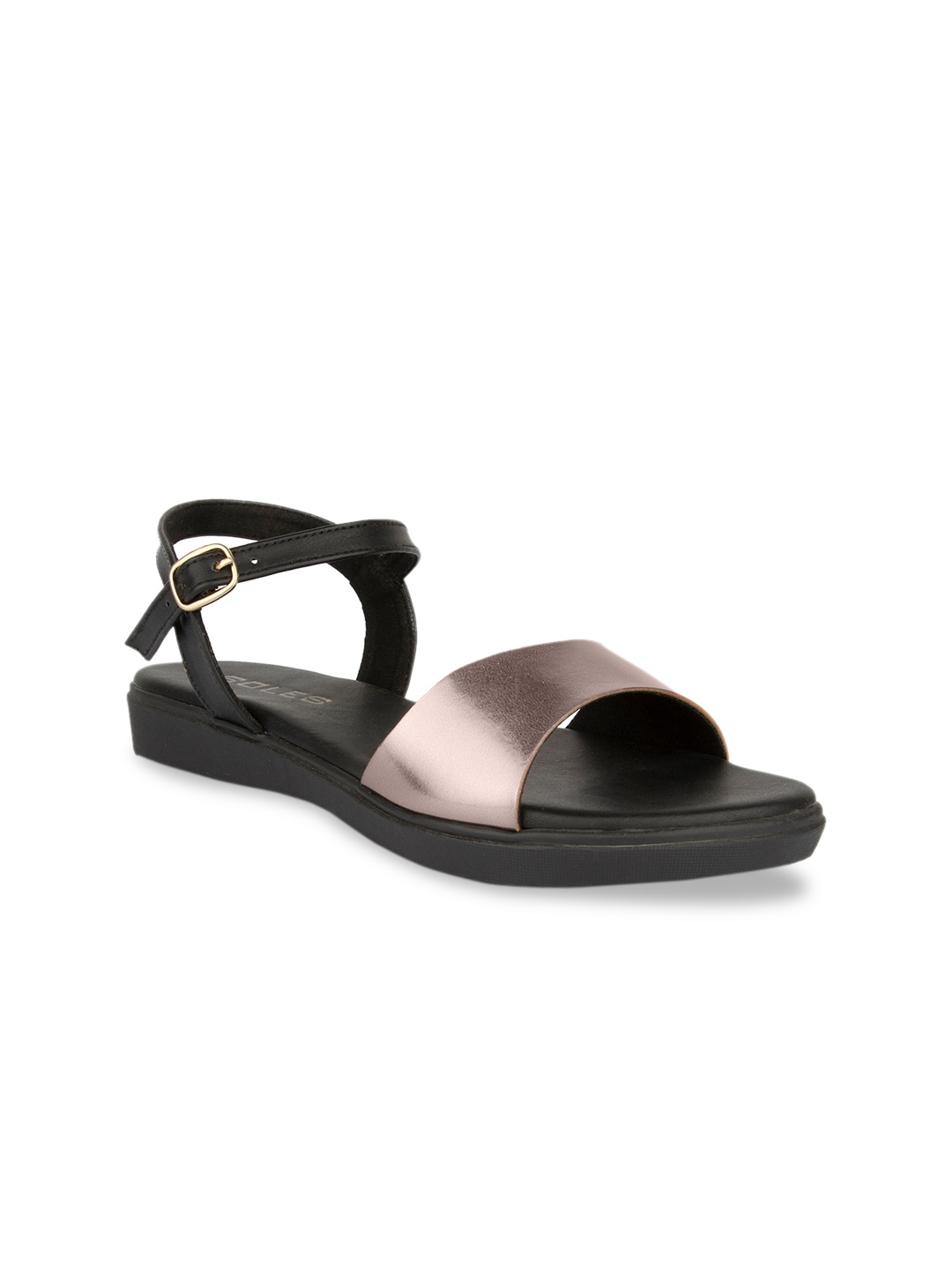 

SOLES Women Metallic Colourblocked Open Toe Flats with Buckles