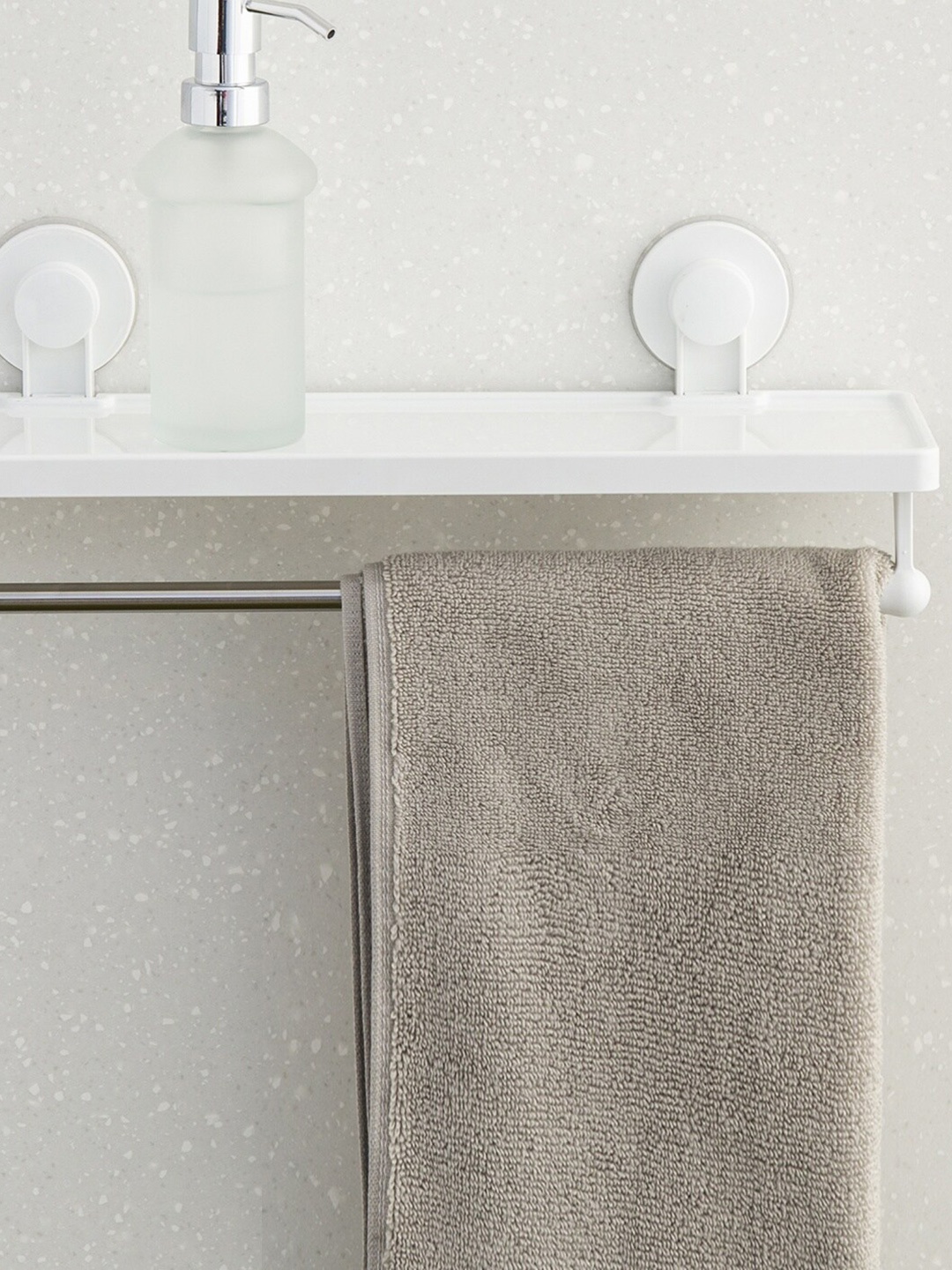 

Home Centre White & Silver-Toned Orion Wall Mounted Towel Rack With Suction Cup
