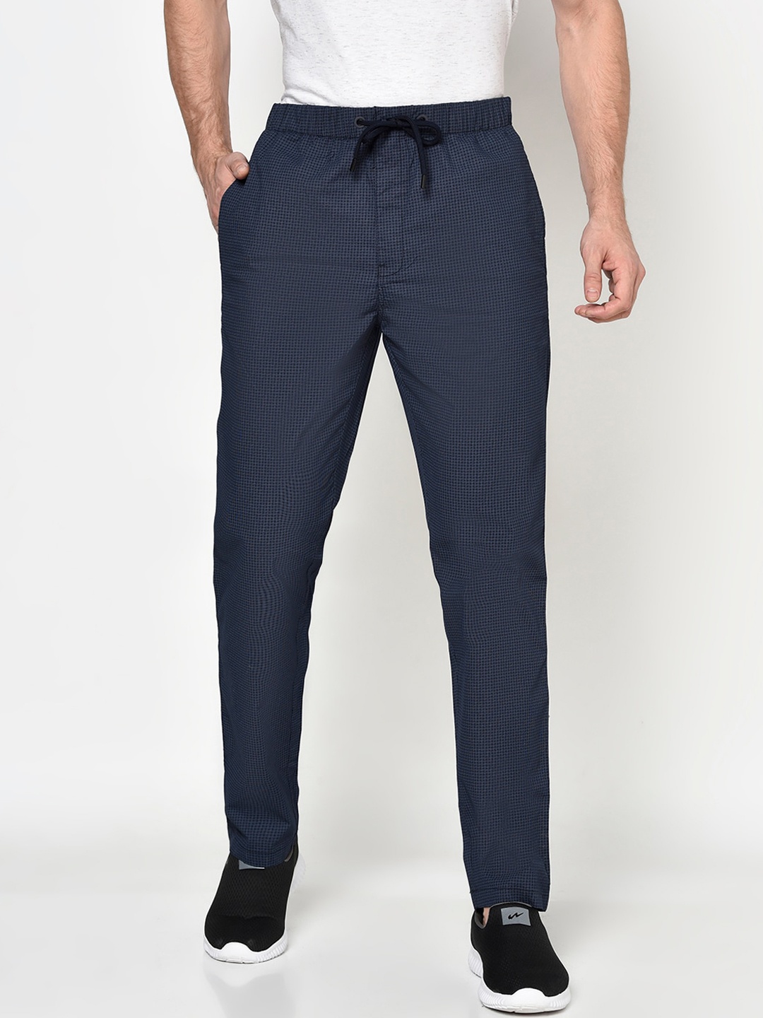 

Octave Men Navy Blue Checked Cotton Track Pants