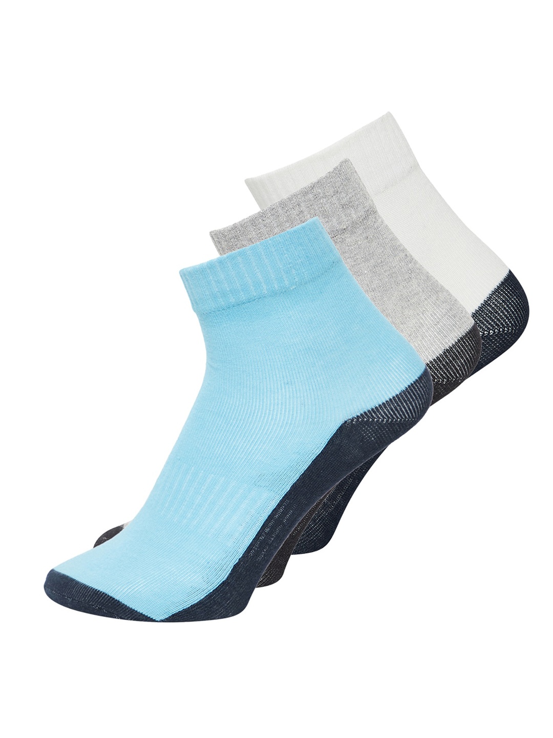 

JUMP USA Men Pack Of 3 Patterned Pure Cotton Above Ankle-Length Socks, Blue