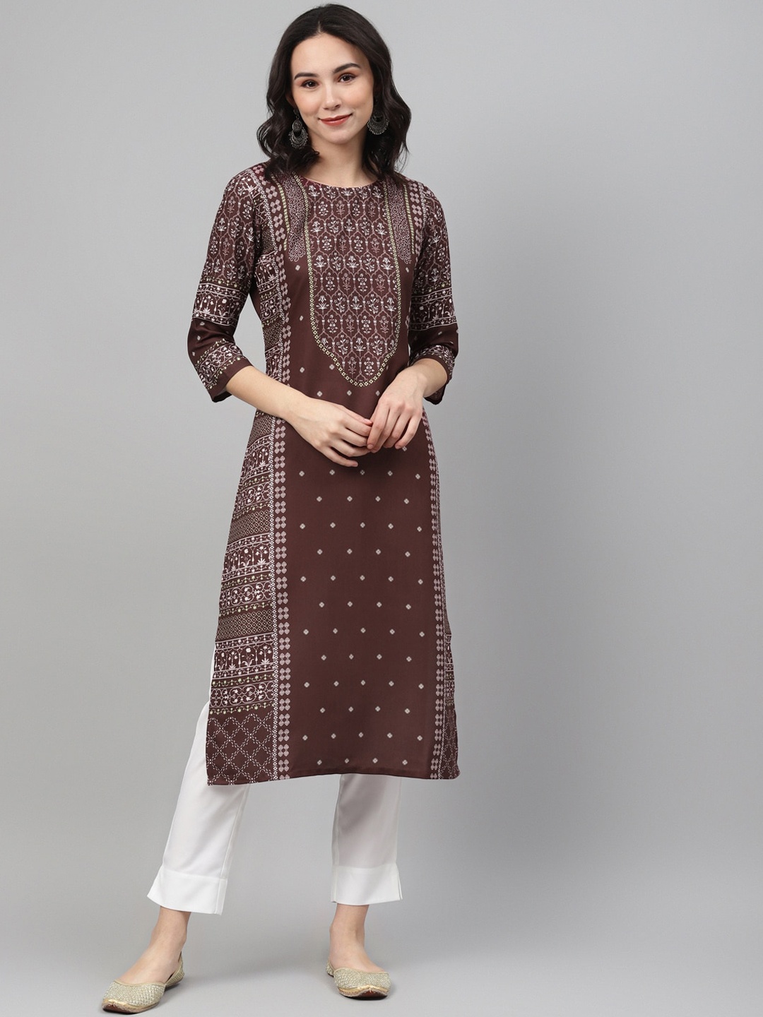 

ZIYAA Women Maroon Ethnic Motifs Printed Kurta