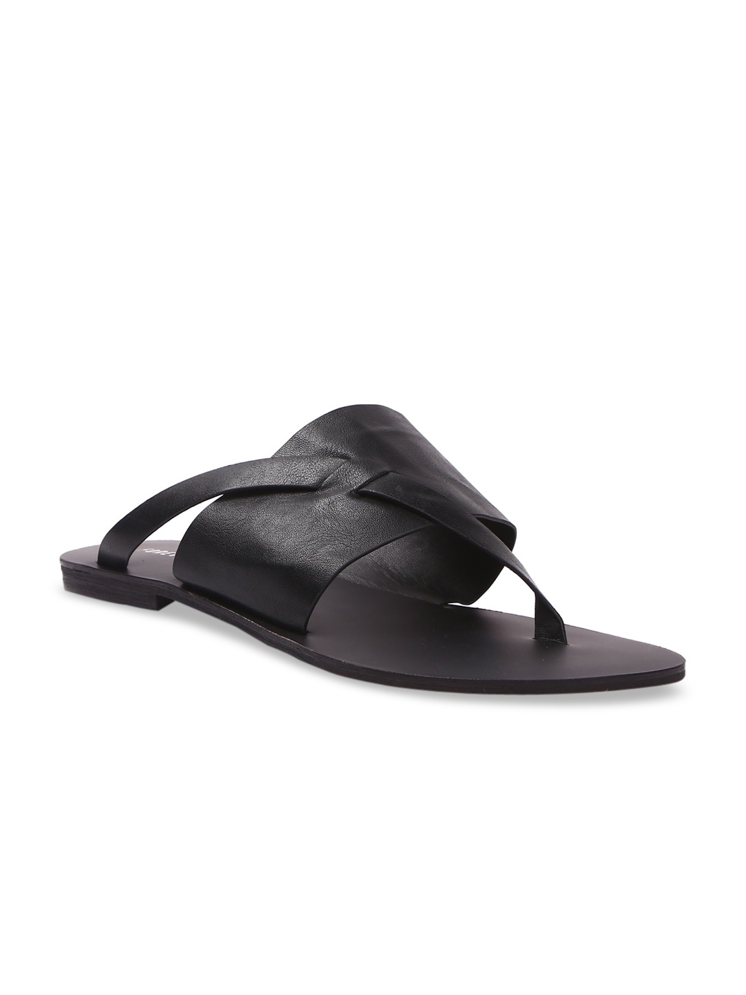 

FOREVER 21 Women Black Solid Open Toe Flats