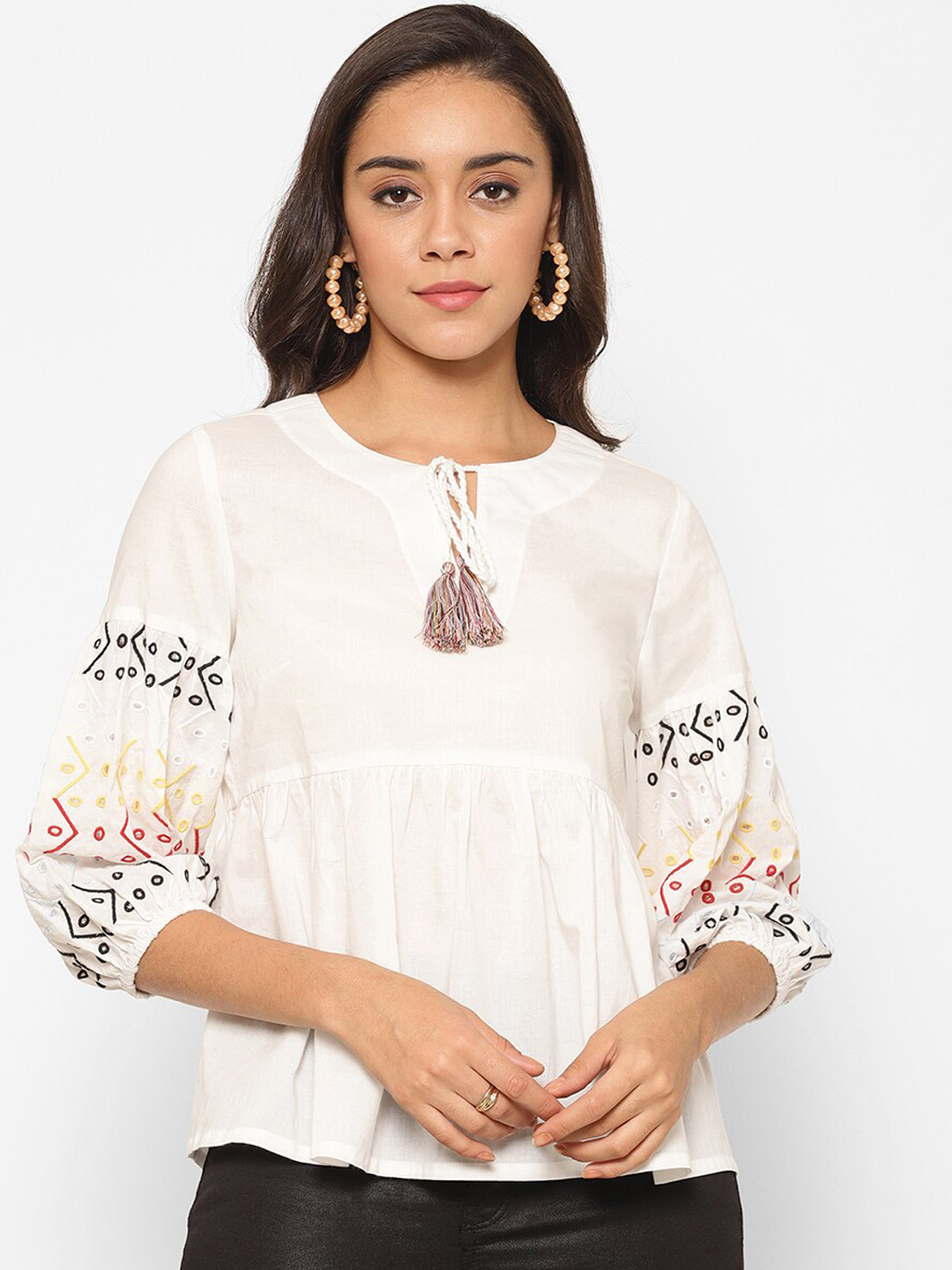 

HOUSE OF KKARMA White Peplum Top