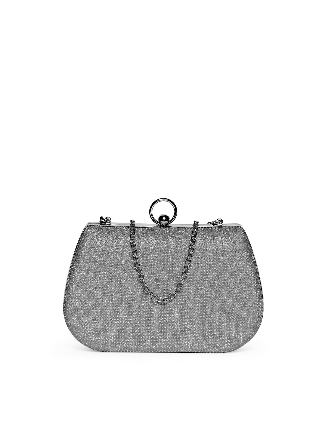 

20Dresses Grey & Silver-Toned Embellished Embellished Clutch