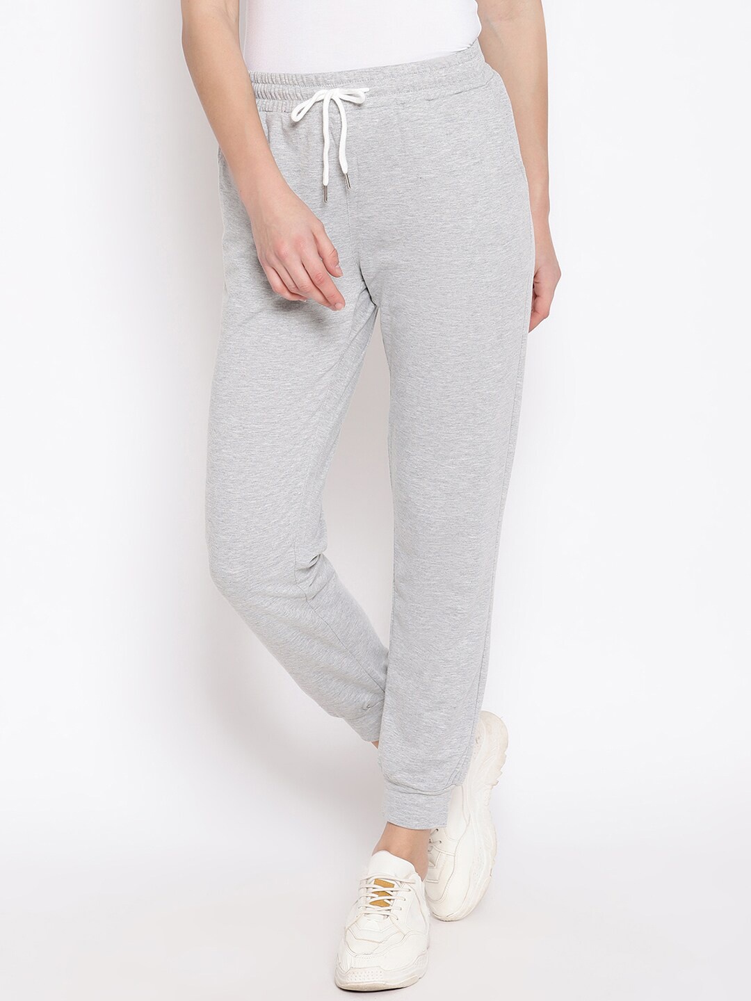

iki chic Women Grey Melange Solid Straight-Fit Joggers