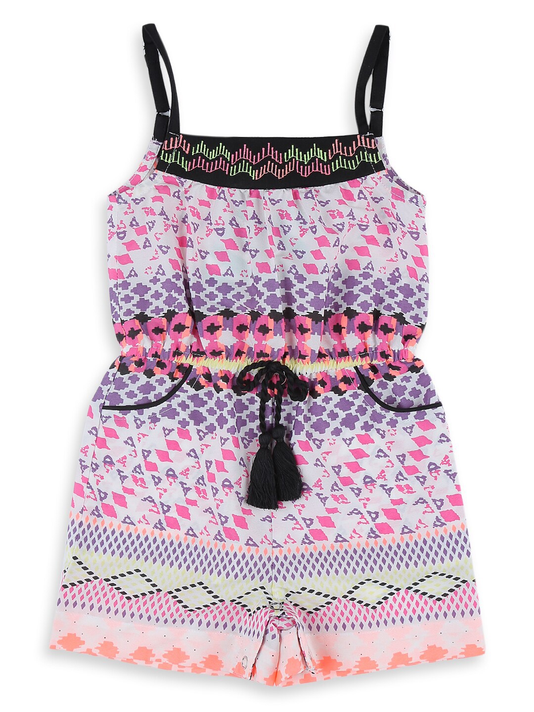 

Nauti Nati Girls Purple & Pink Printed Playsuit