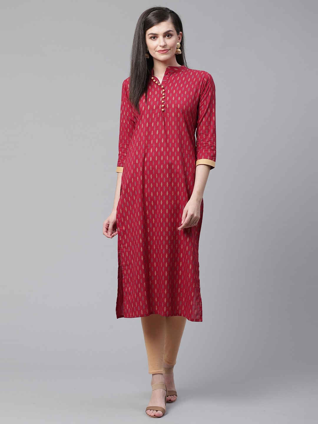 

Indo Era Women Maroon Ethnic Motifs Printed Kurta