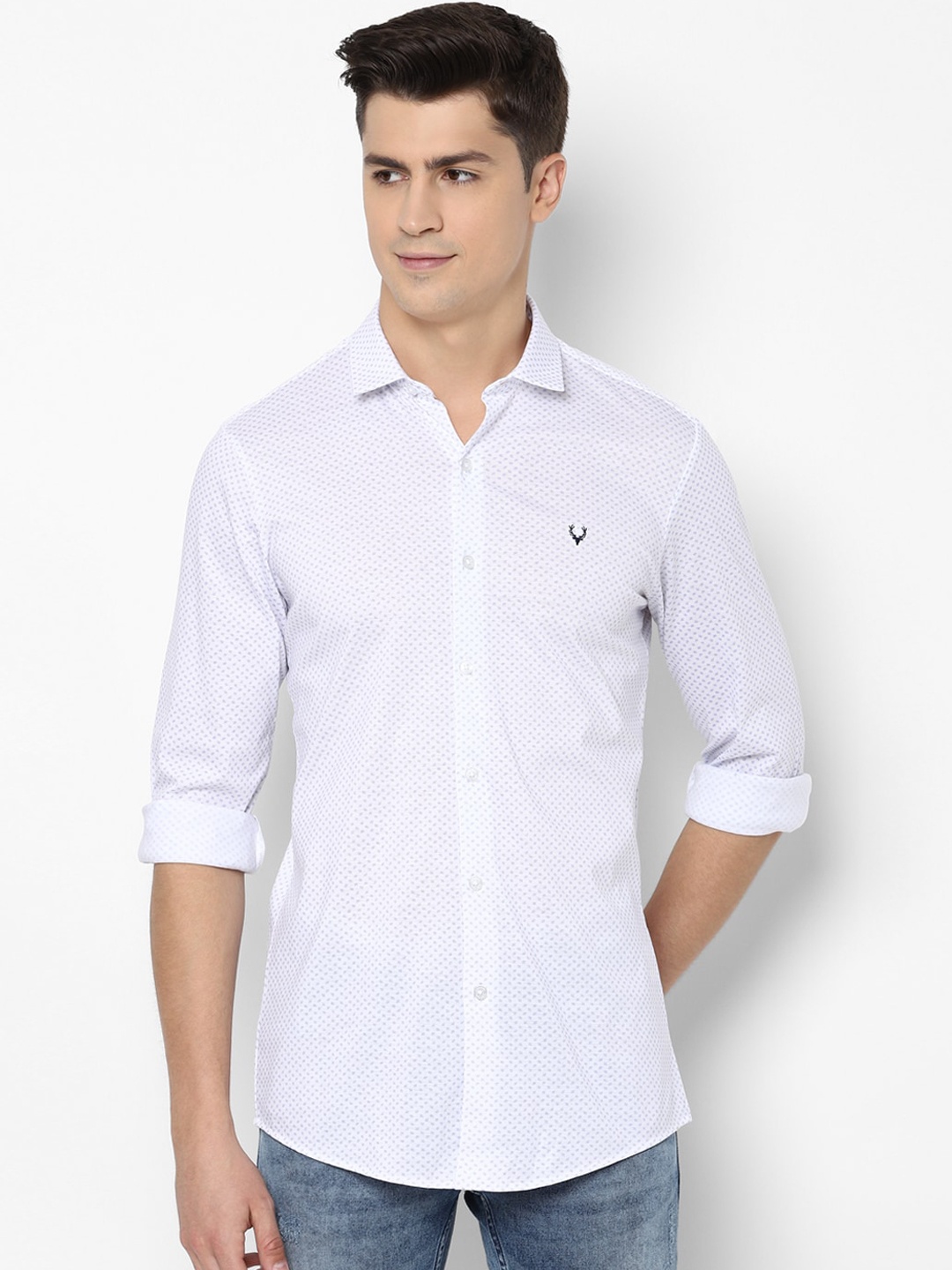 

Allen Solly Men White & Blue Slim Fit Printed Casual Shirt