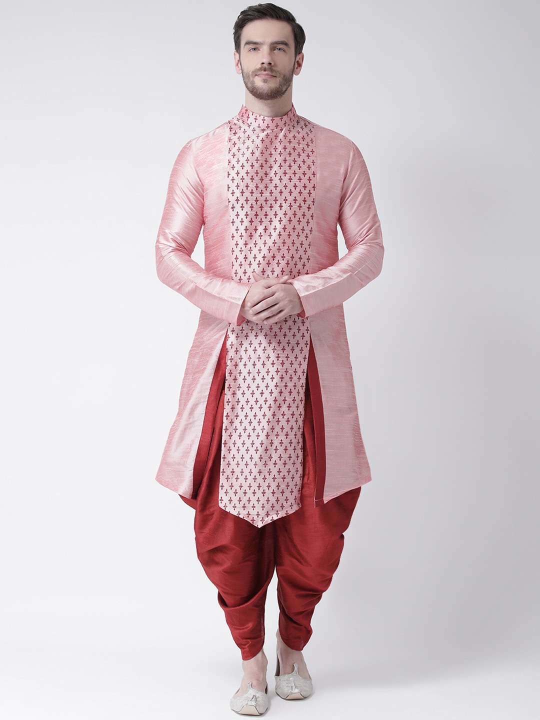 

DEYANN Men Pink Printed Kurta with Patiala