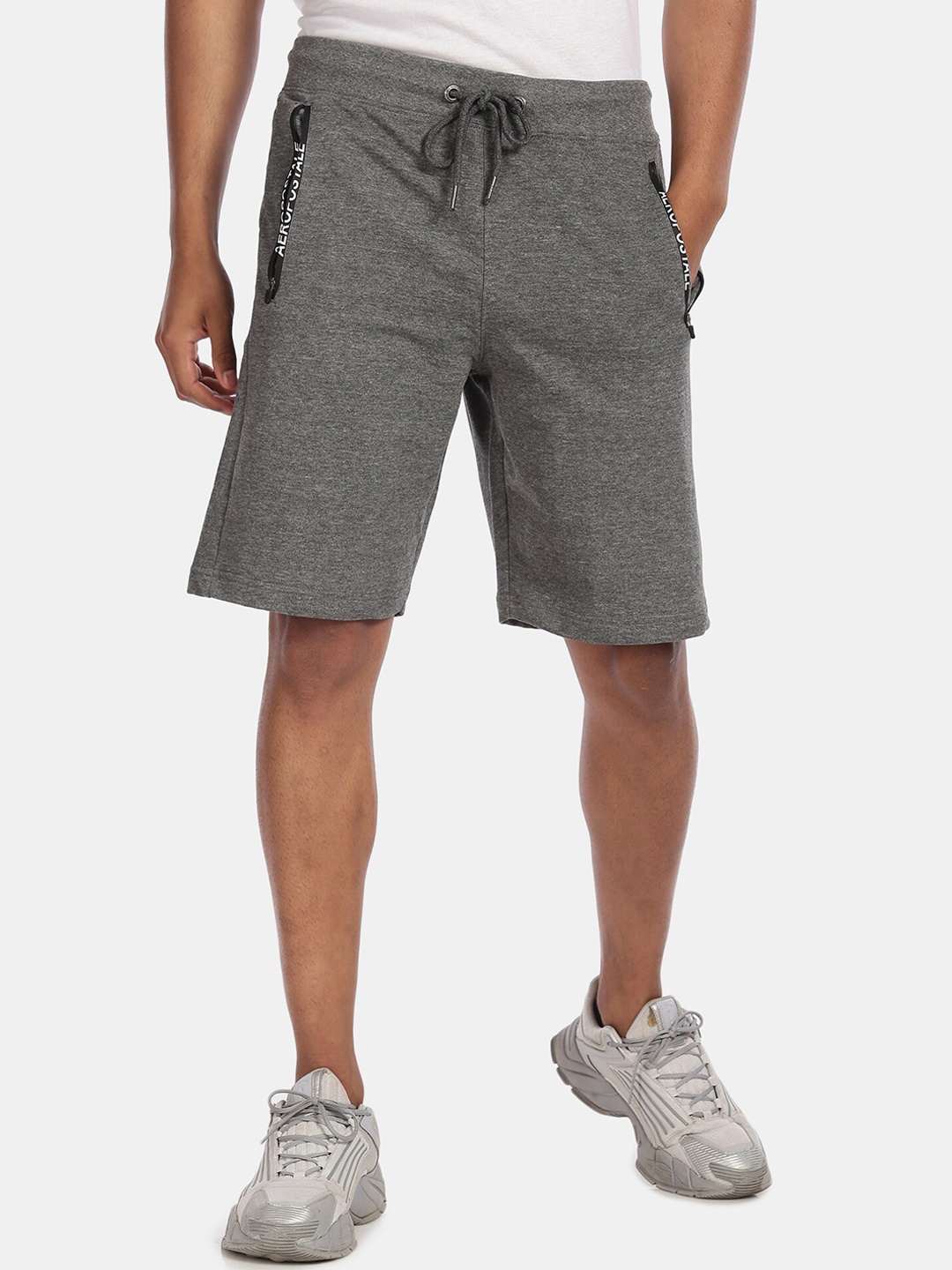

Aeropostale Men Grey Melange Solid Pure Cotton Regular Fit Shorts
