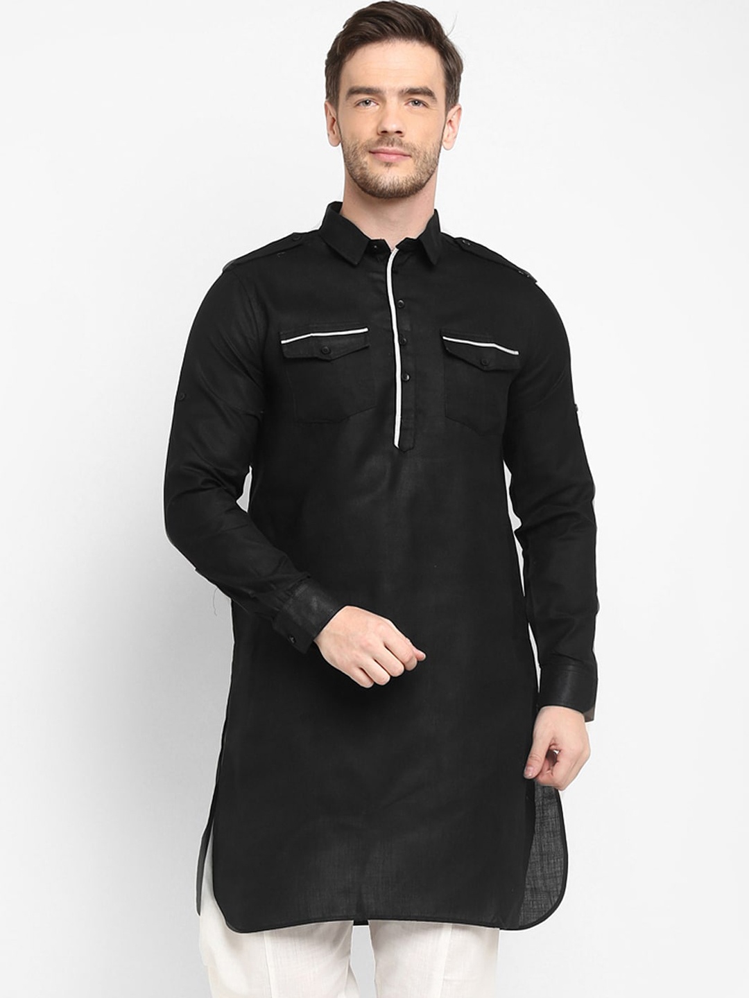 

Hangup Men Black Pathani Kurta