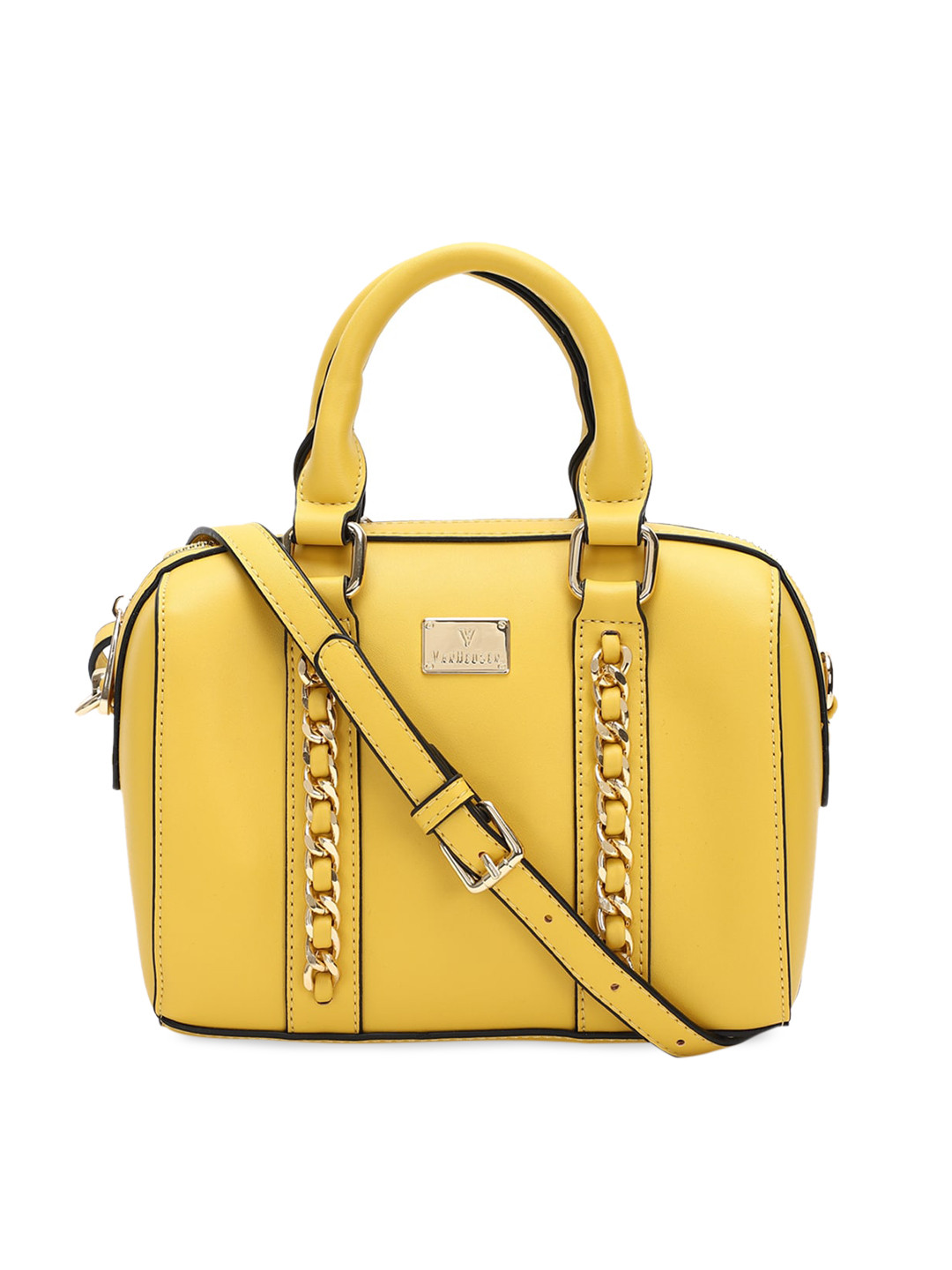 

Van Heusen Yellow Self Design Handheld Bag
