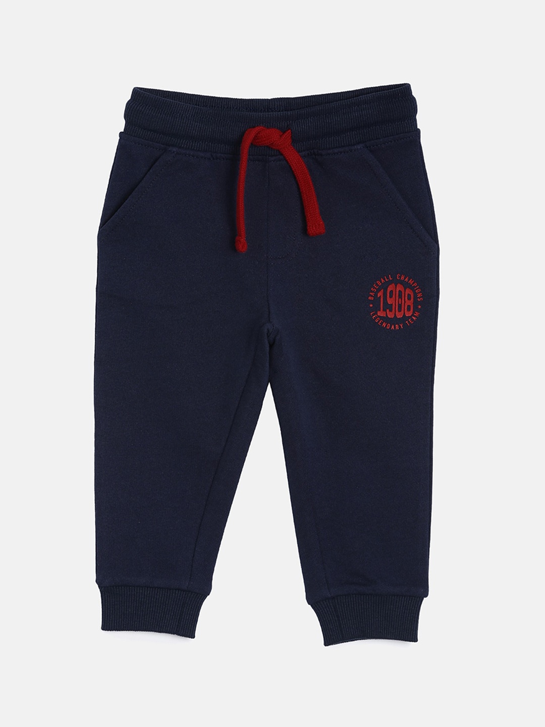 

3PIN Infant Boys Navy Blue Solid Cotton Joggers