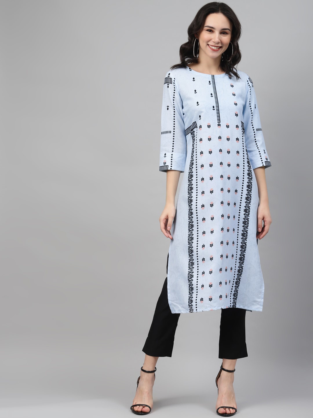 

ZIYAA Women Blue Geometric Printed Kurta