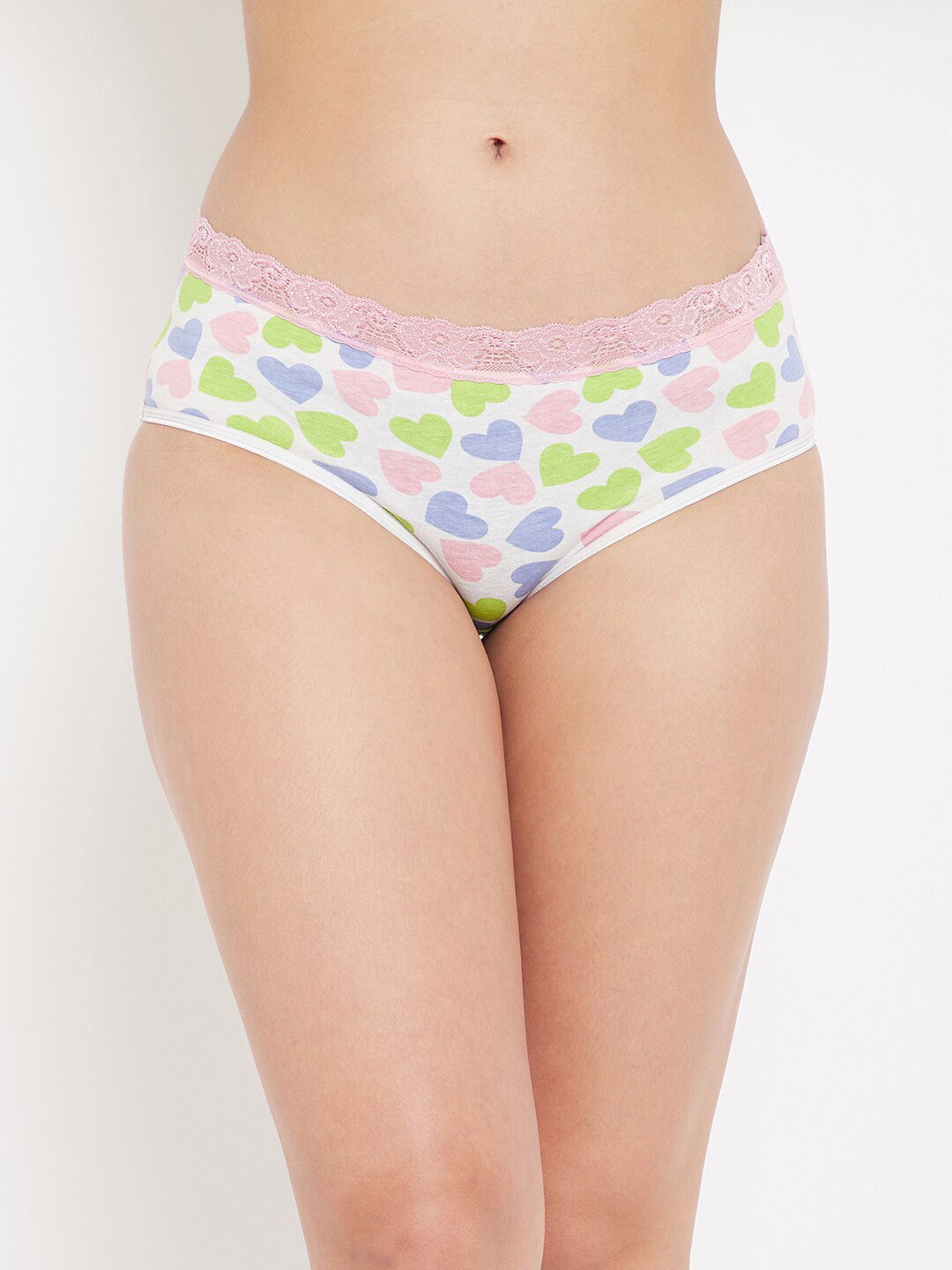 

Clovia Women White & Pink Printed Basic Briefs PN3260P193XL