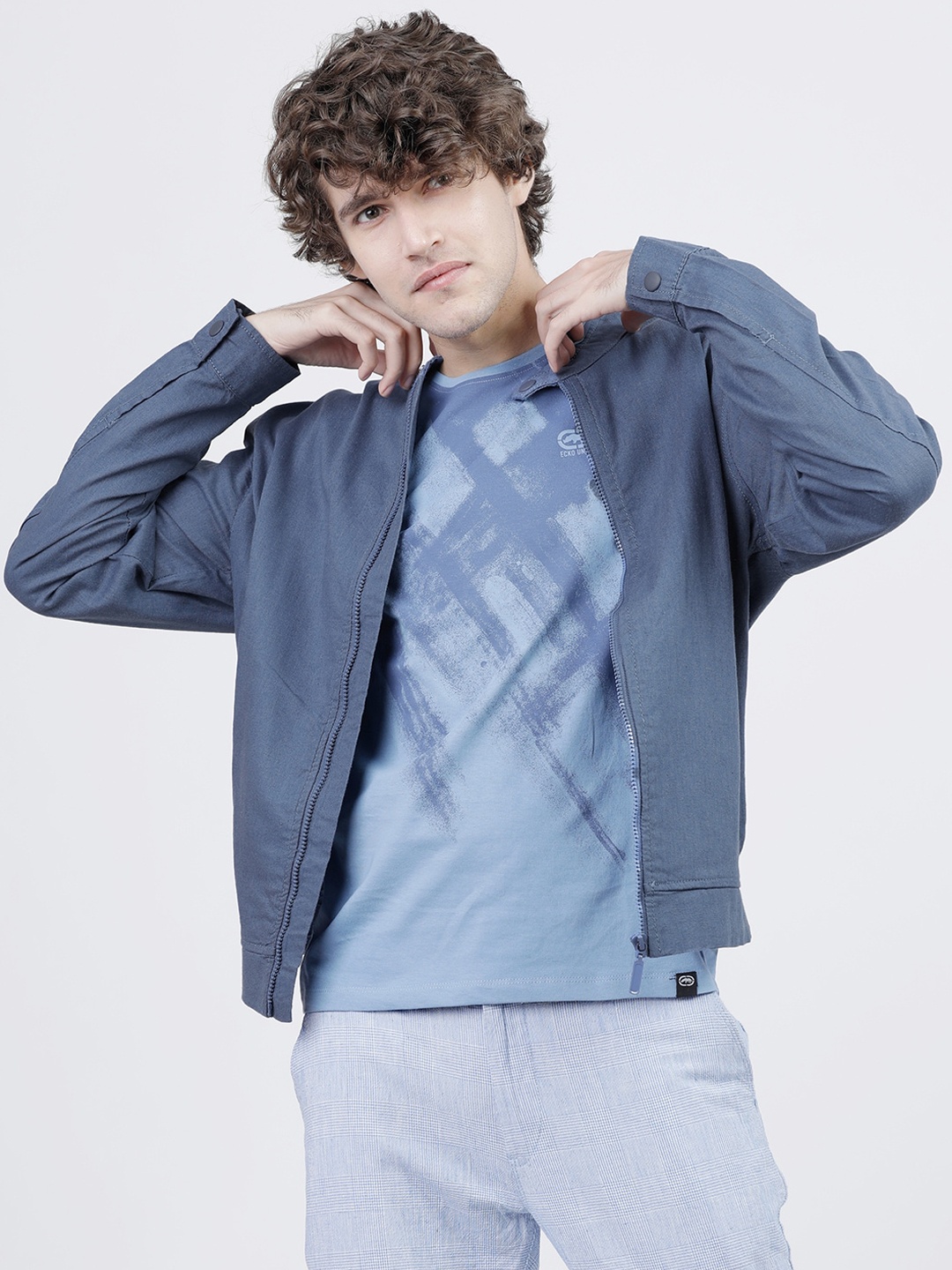 

HIGHLANDER Men Blue Solid Tailored Jacket