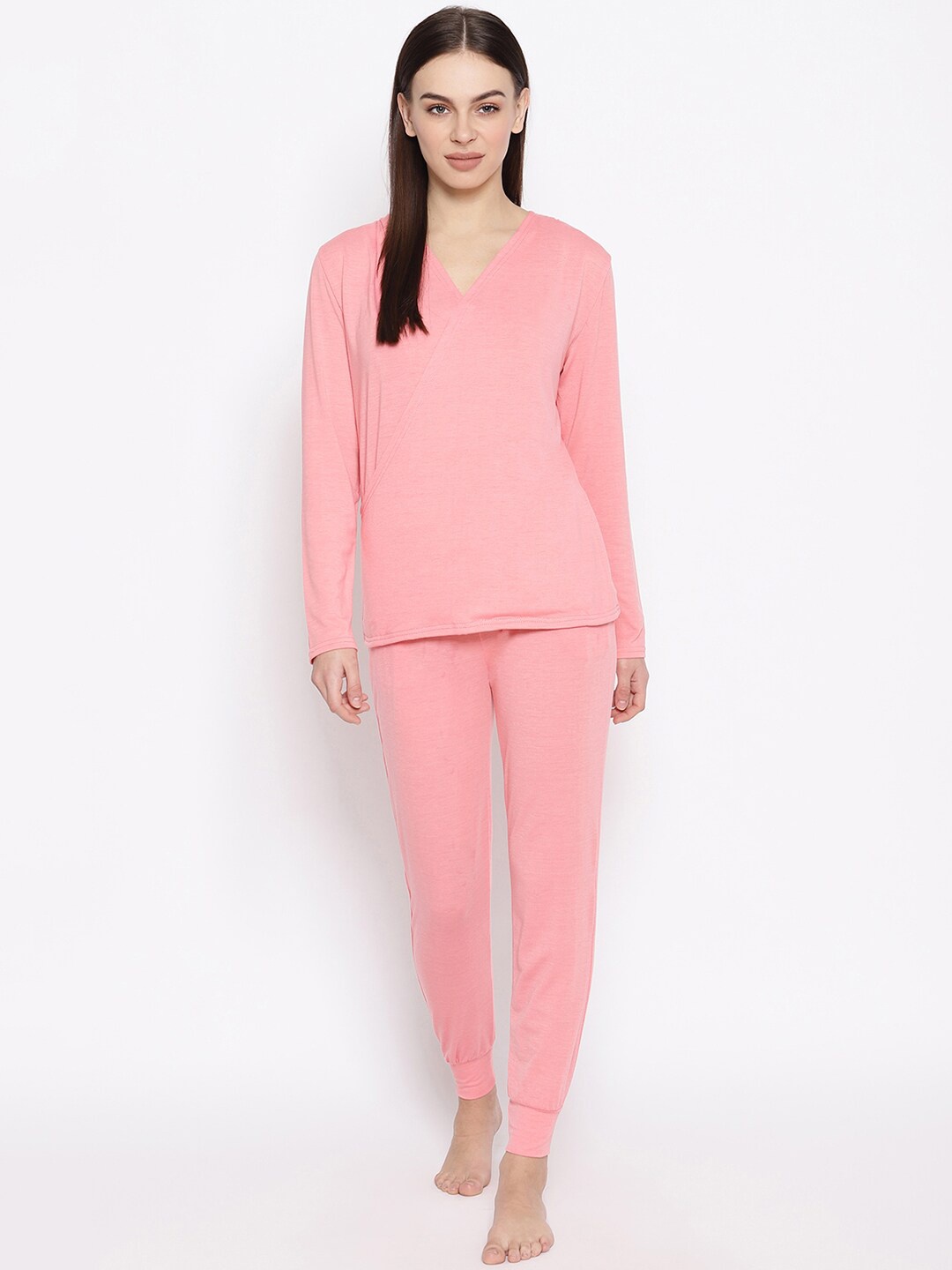 

iki chic V-Neck T-shirt with Joggers, Pink