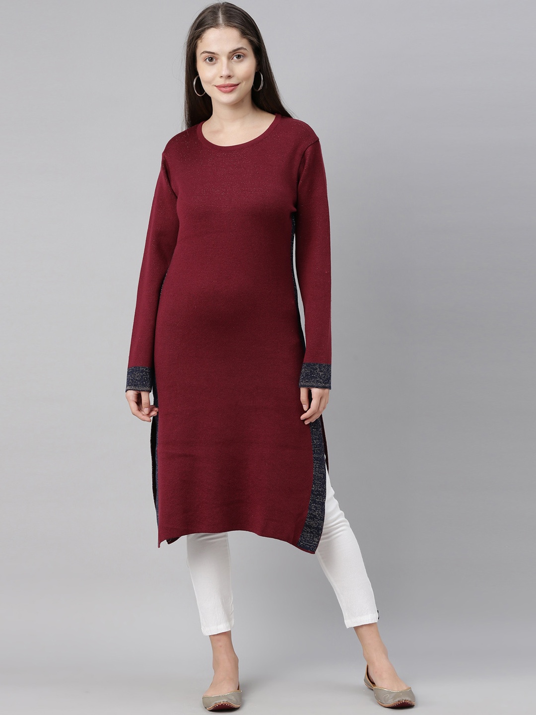 

Neerus Women Maroon Acrylic Knitted Kurta