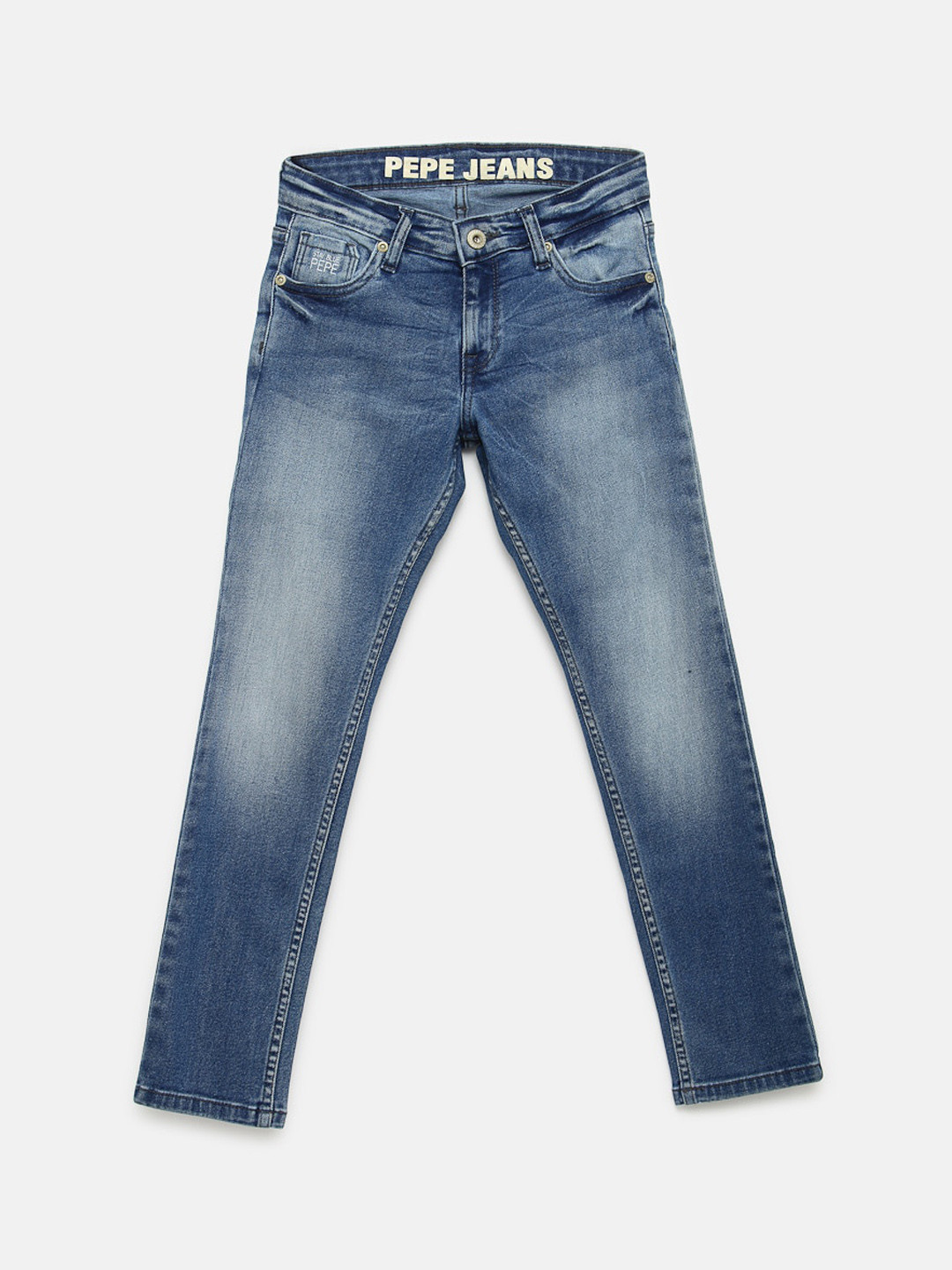 

Pepe Jeans Boys Blue Slim Fit Mid-Rise Clean Look Stretchable Jeans