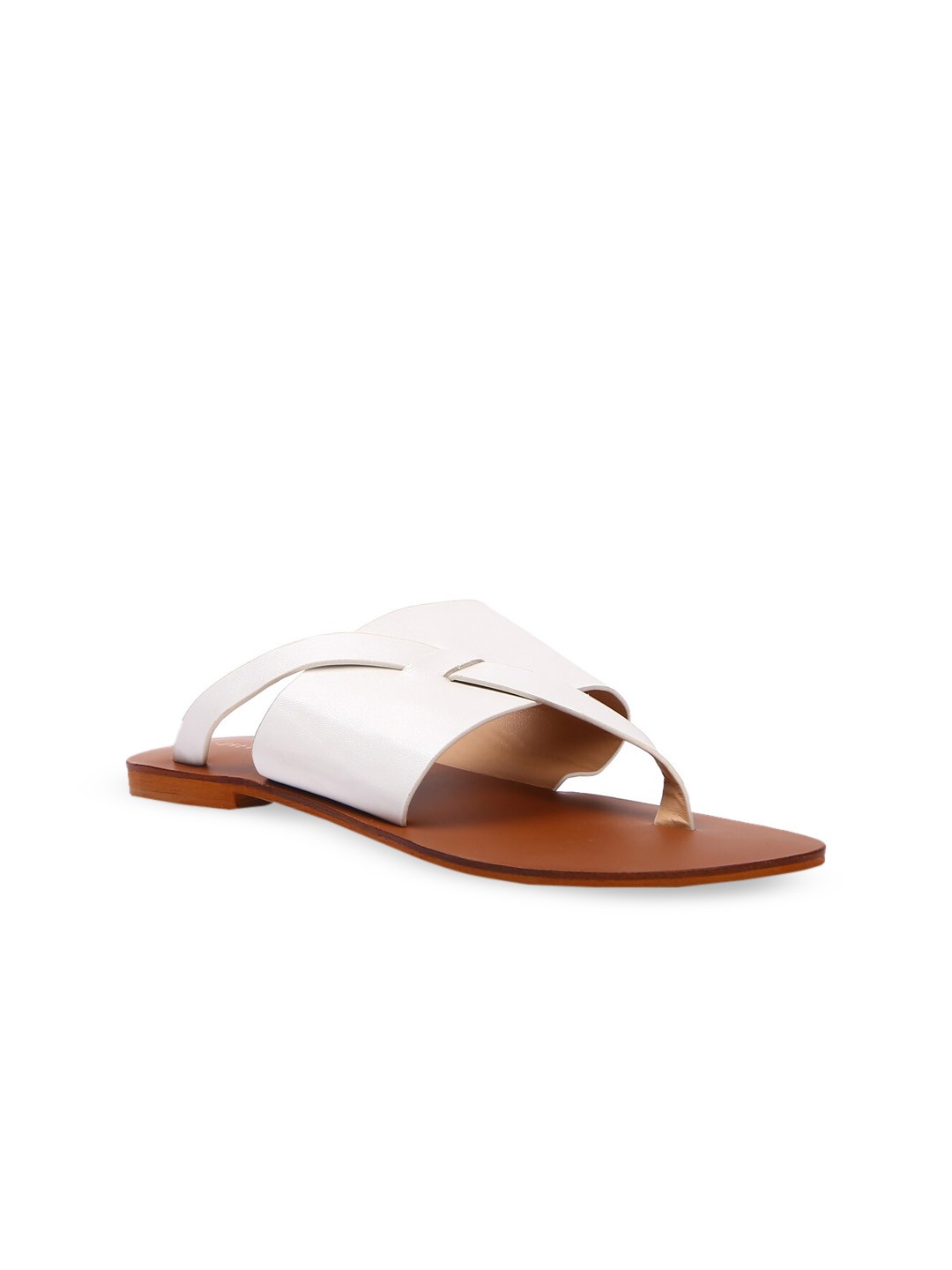 

FOREVER 21 Women White Solid Open Toe Flats