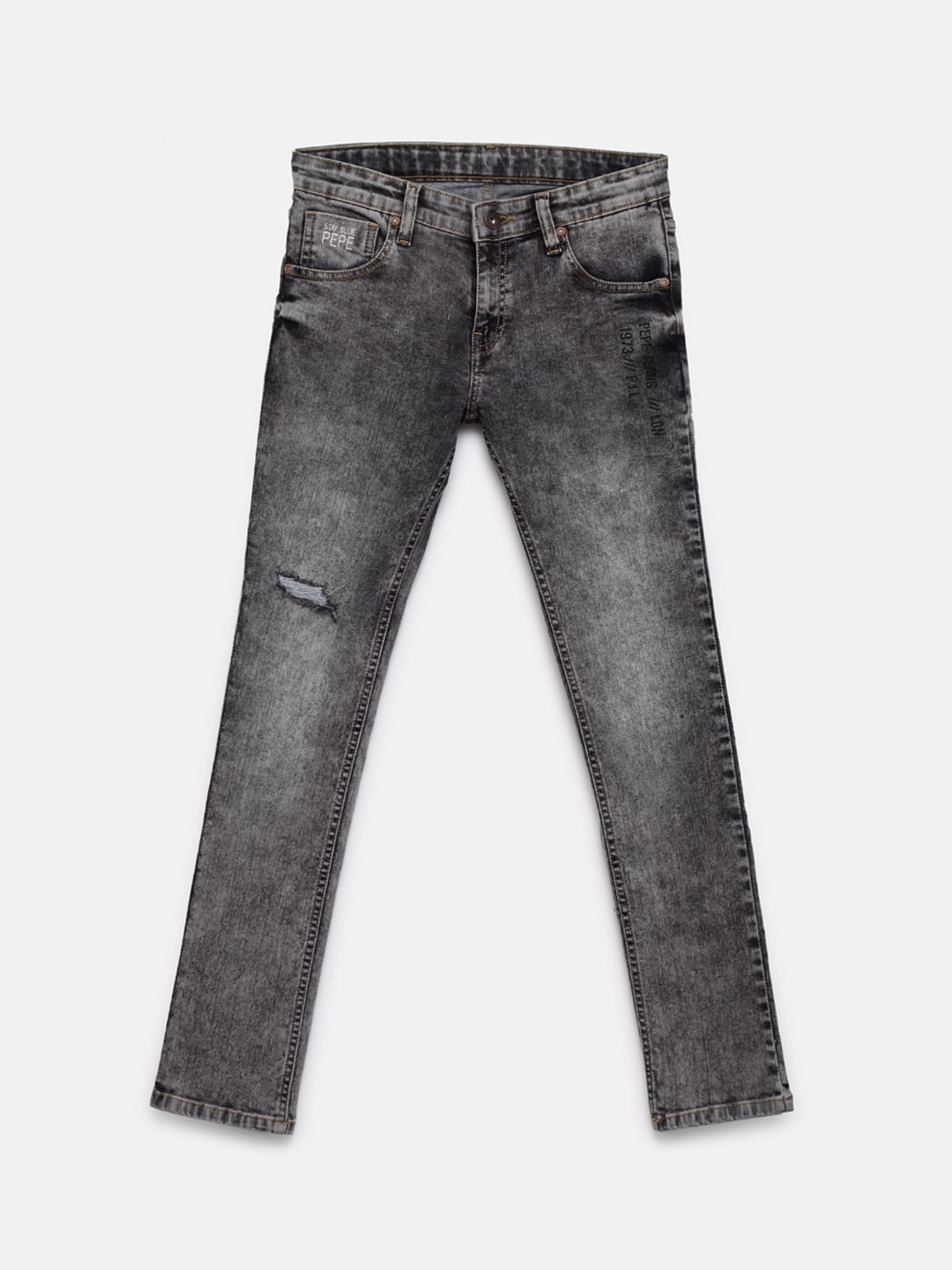

Pepe Jeans Boys Grey Slim Fit Mid-Rise Clean Look Jeans