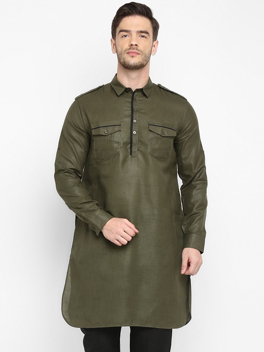 

Hangup Men Green Pathani Kurta