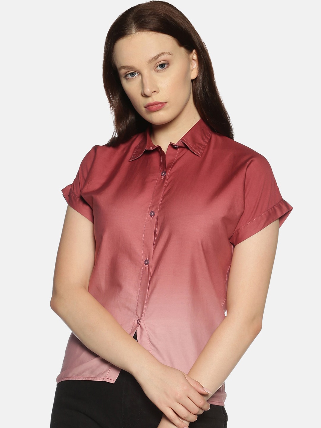

Campus Sutra Women Maroon Regular Fit Solid Casual Shirt