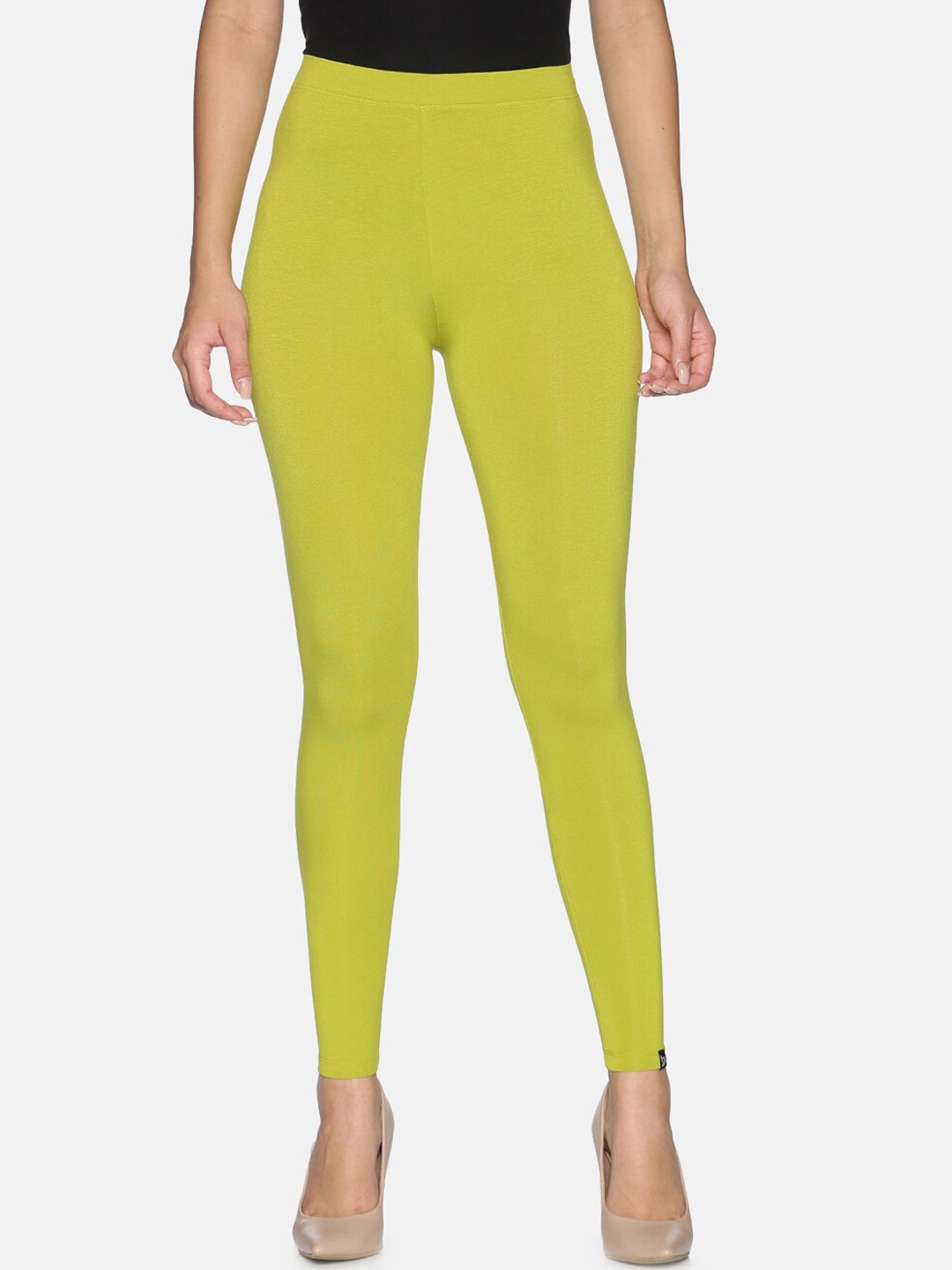 

TWIN BIRDS Women Lime Green Solid Ankle-Length Leggings
