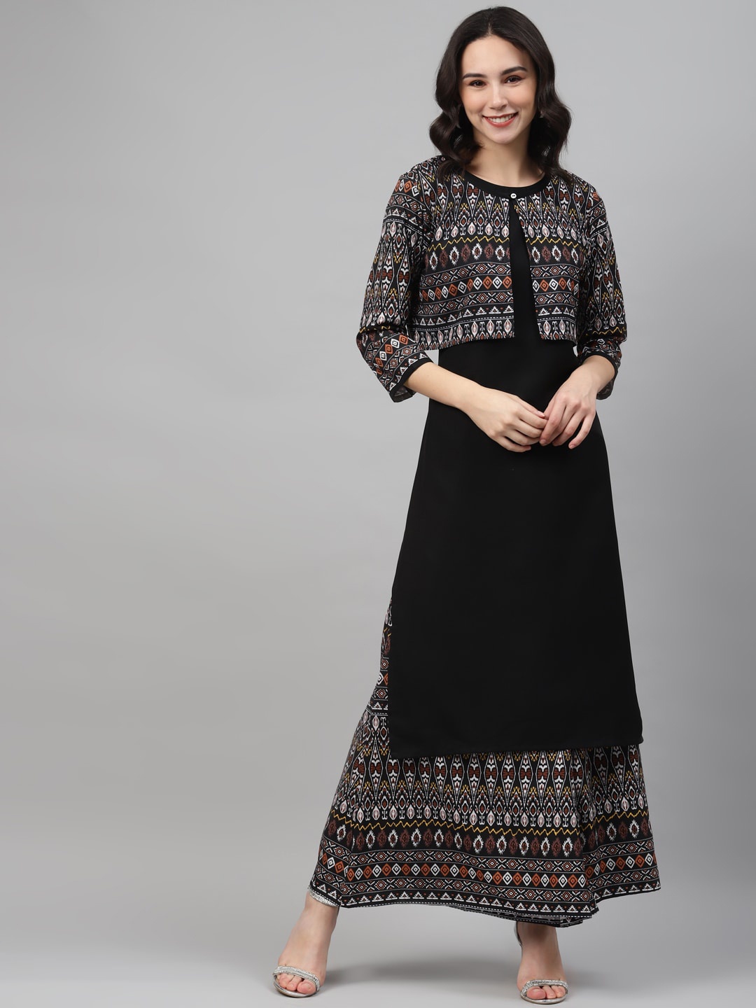 

ZIYAA Women Black Ethnic Motifs Printed Kurta