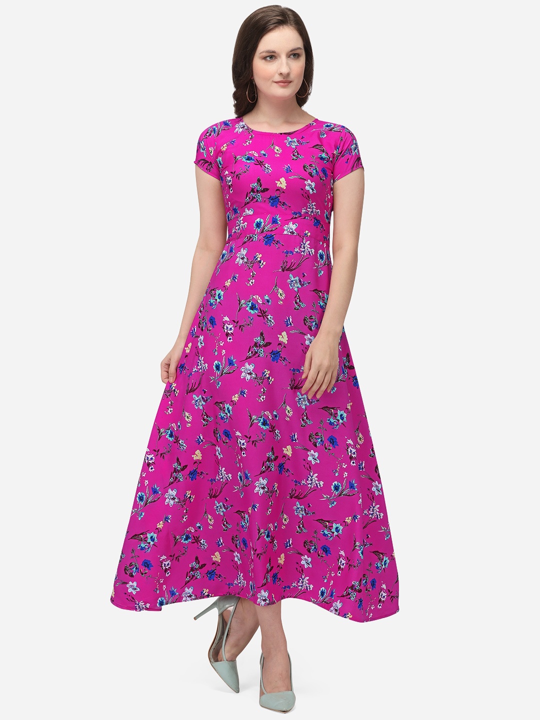 

Florence Women Pink & Blue Floral Printed Maxi Dress