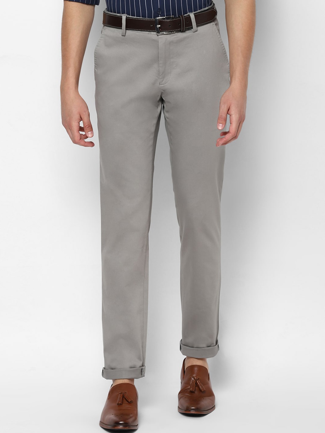 

SIMON CARTER LONDON Men Grey Regular Fit Solid Regular Trousers