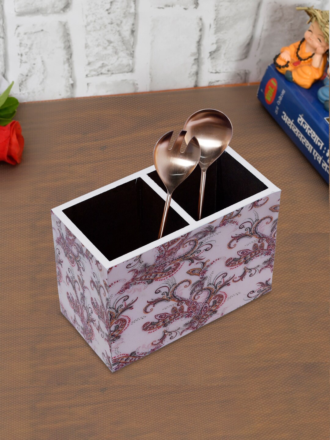 

nestroots White & Red Printed Spoon Stand