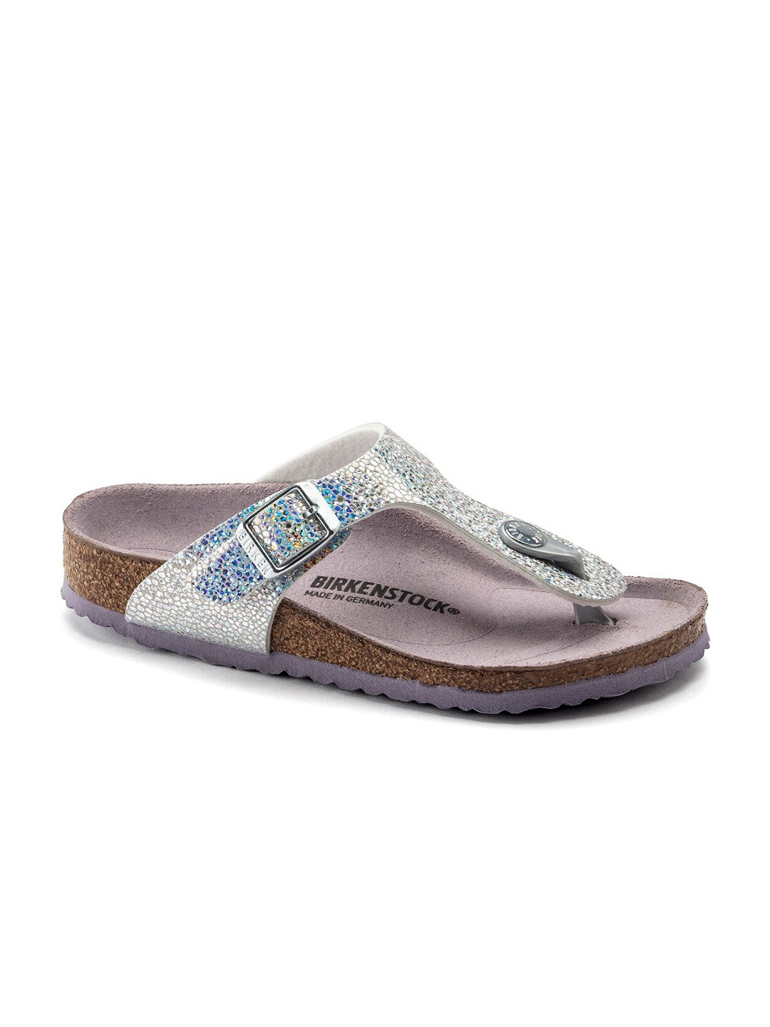 Birkenstock Gizeh Disco Ball Silver/Lavender Narrow Width Micro Fibre Thong Sandals