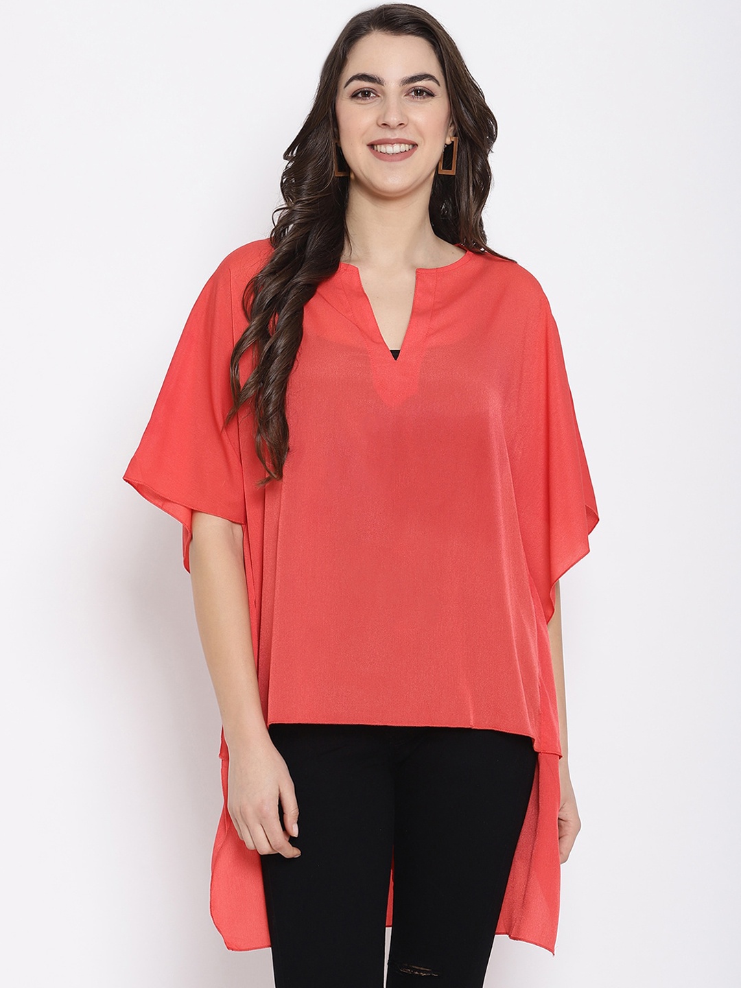 

iki chic Orange Kaftan High-Low Top