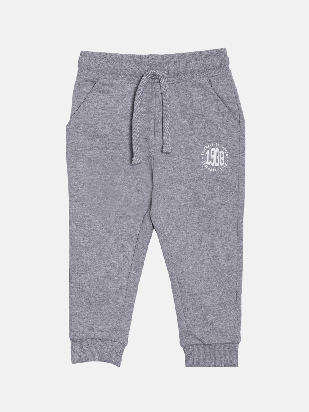 3PIN Infant Boys Grey Melange Solid Cotton Joggers