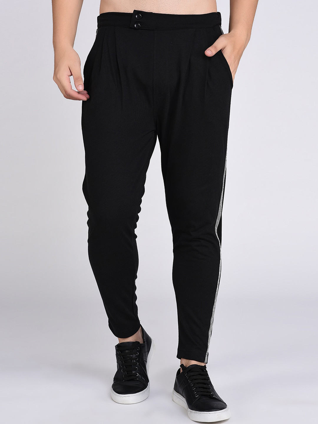 

Rigo Men Black Solid Straight Fit Track Pants with Side Striped Details