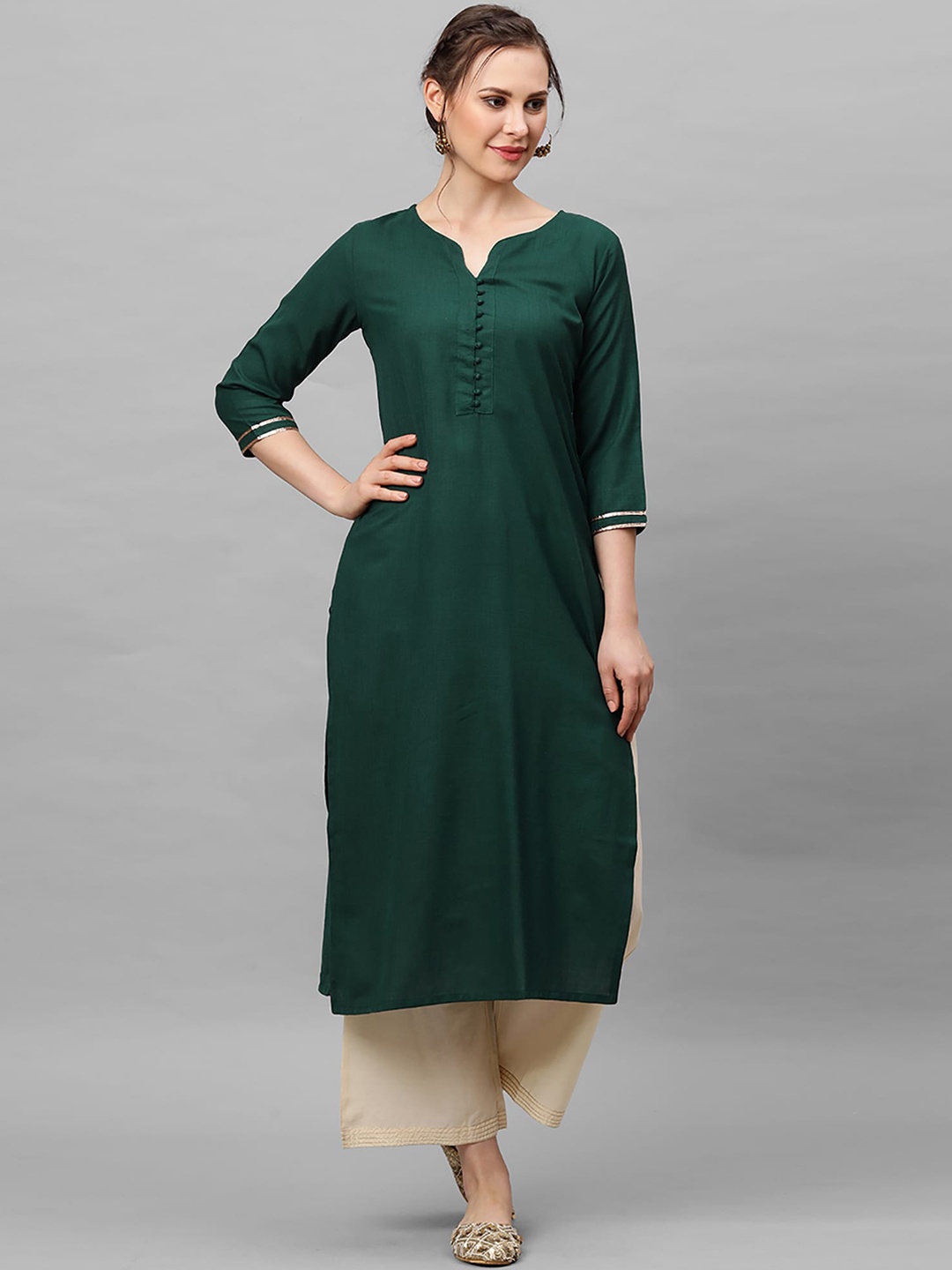 

Indo Era Women Green Thread Work Kurta