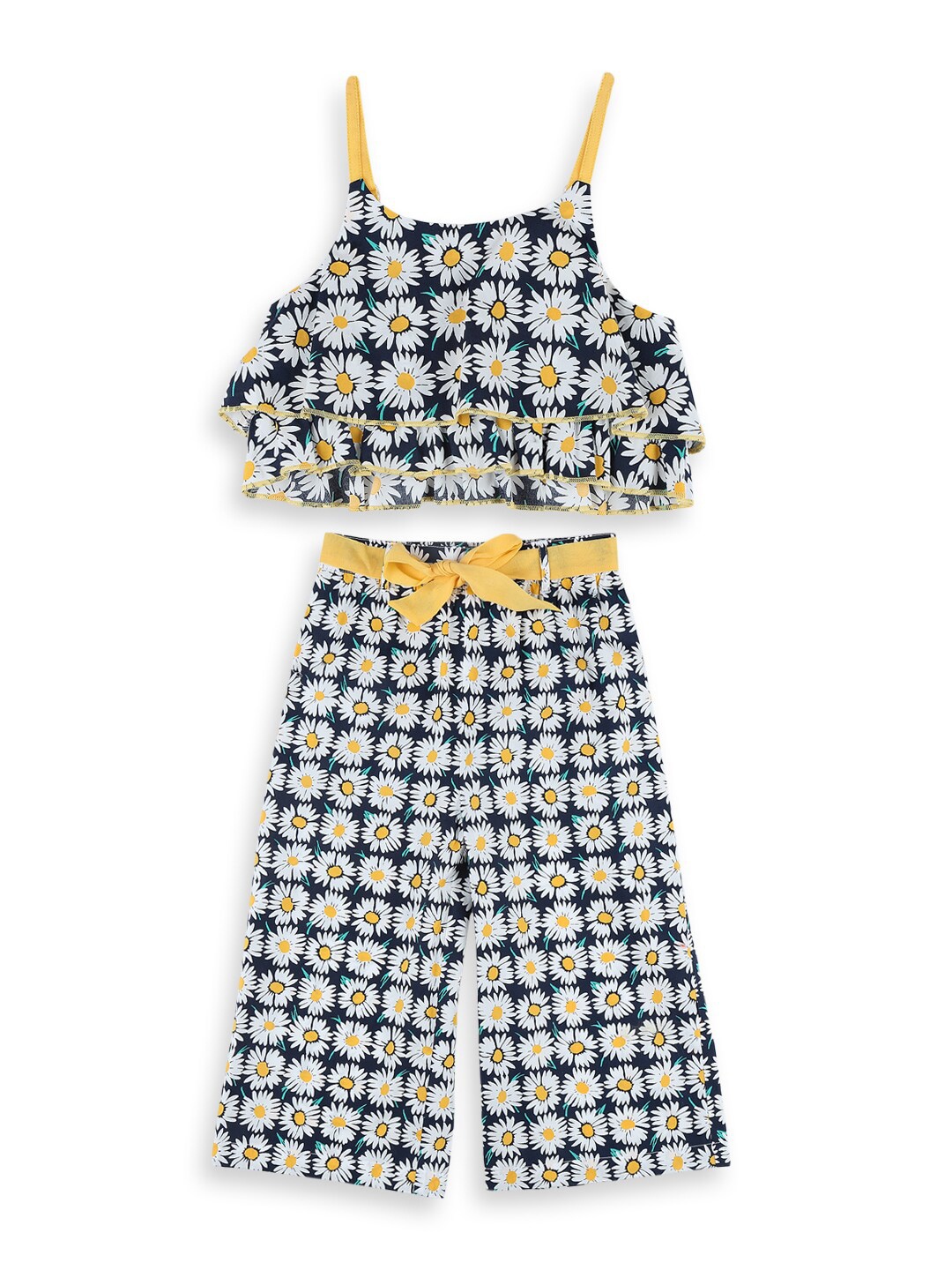 Nauti Nati Girls Blue & White Printed Top with Palazzos