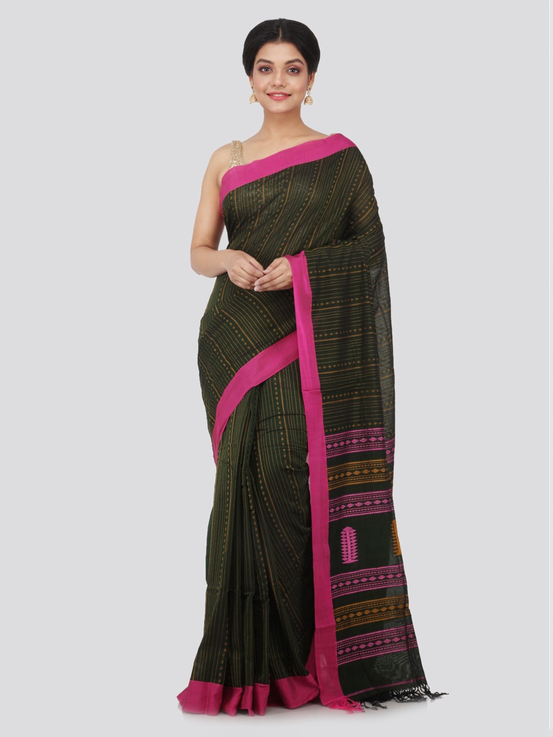 

PinkLoom Multicoloured Pure Cotton Woven Design Handloom Sustainable Saree, Multi