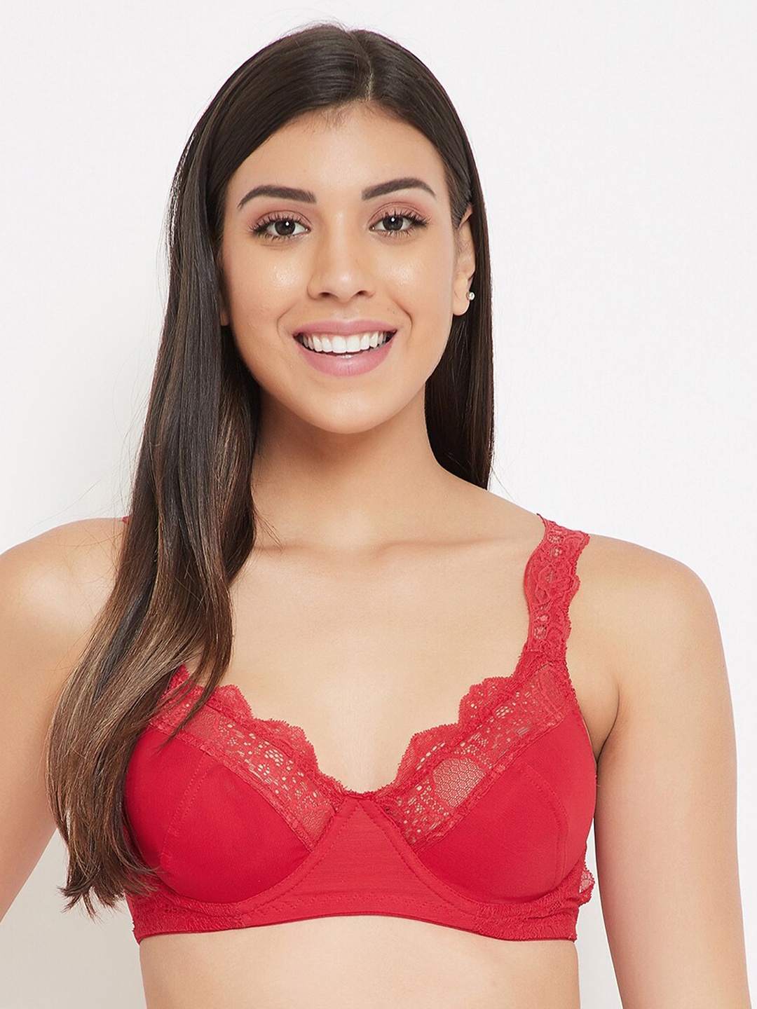 Clovia Red Solid Underwired Non Padded Everyday Bra BR1839P0432B