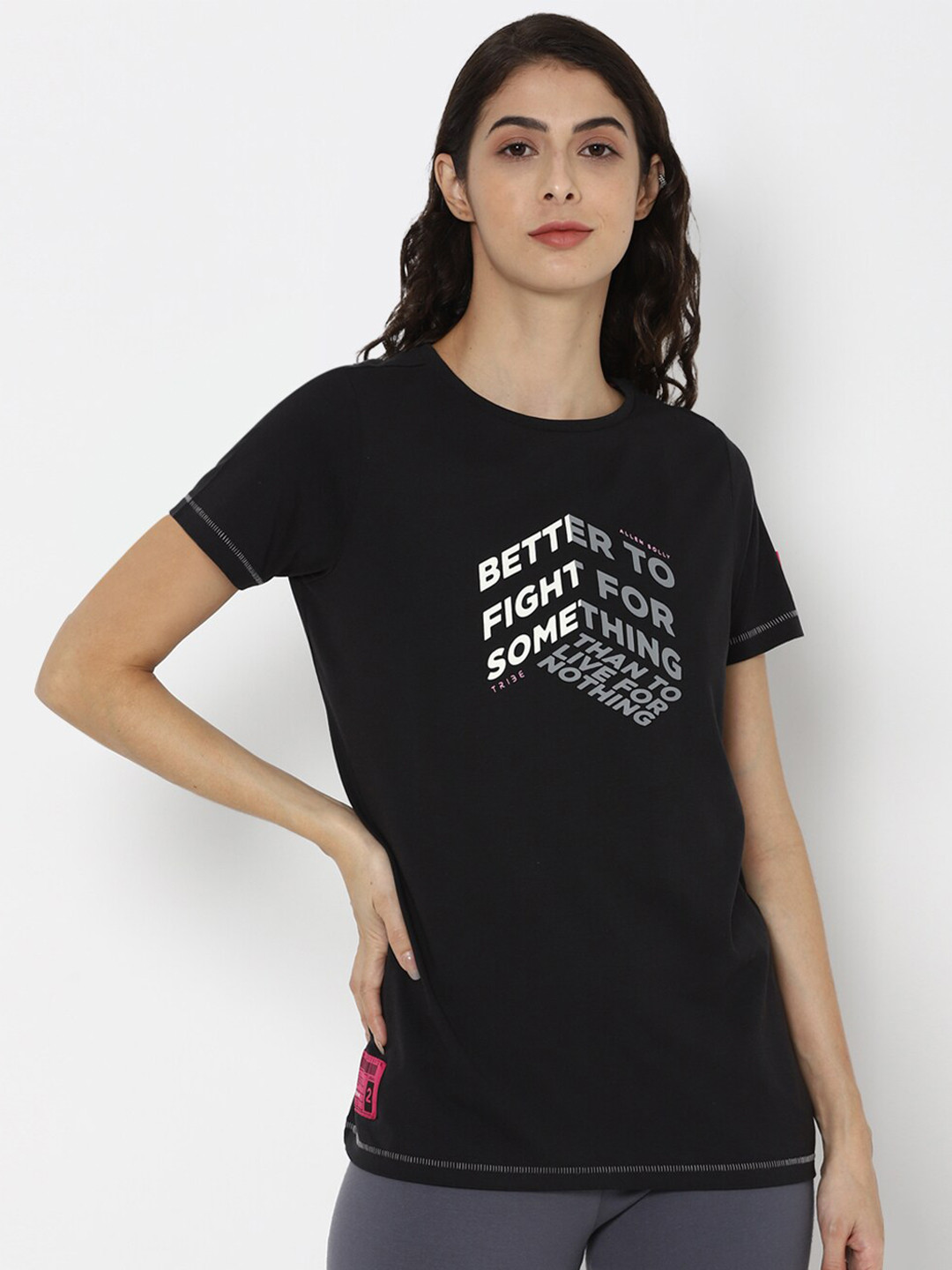 

Allen Solly Woman Women Black Printed Round Neck T-shirt