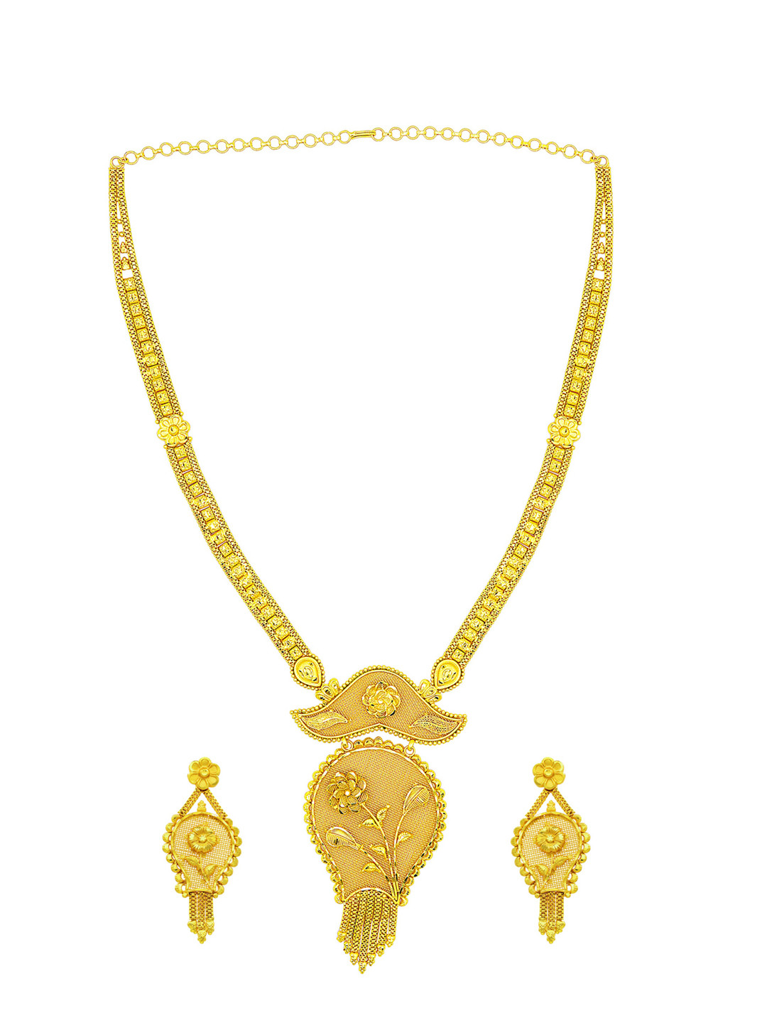 

ASMITTA JEWELLERY Gold-Plated Floral Patterned Jewellery Set
