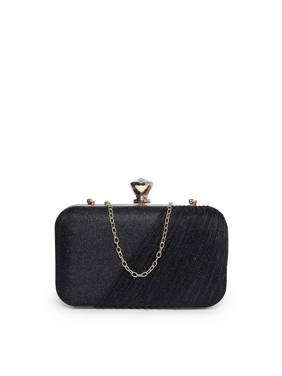 

20Dresses Black & Gold-Toned Embellished Box Clutch