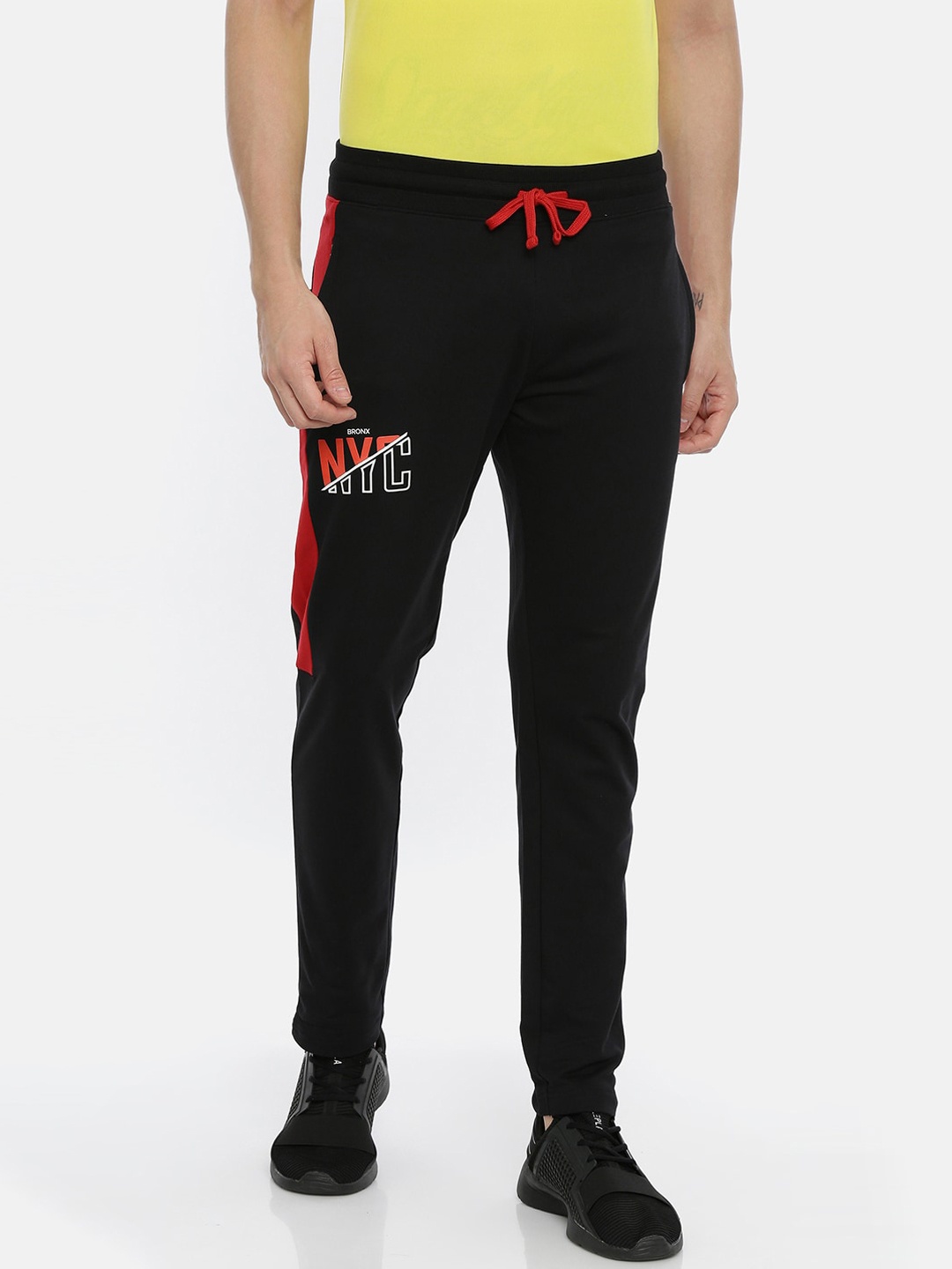 

3PIN Men Black Solid Cotton Track Pants