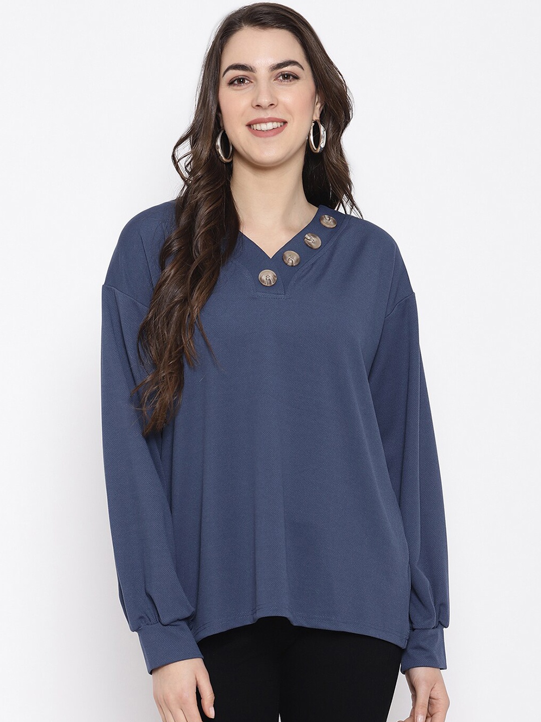 

iki chic Navy Blue Regular Top